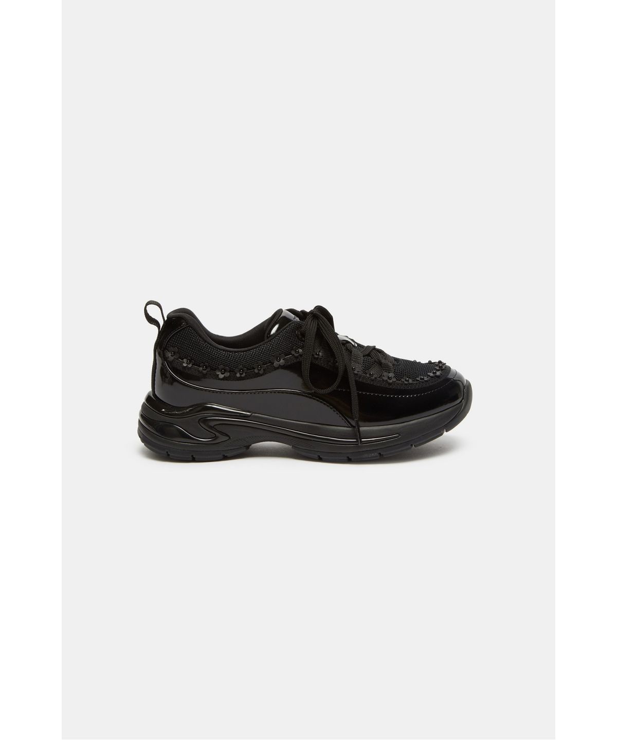 슈콤마보니(SUECOMMA BONNIE) Floral lace-up sneakers(black)_DG4DA26508BLK