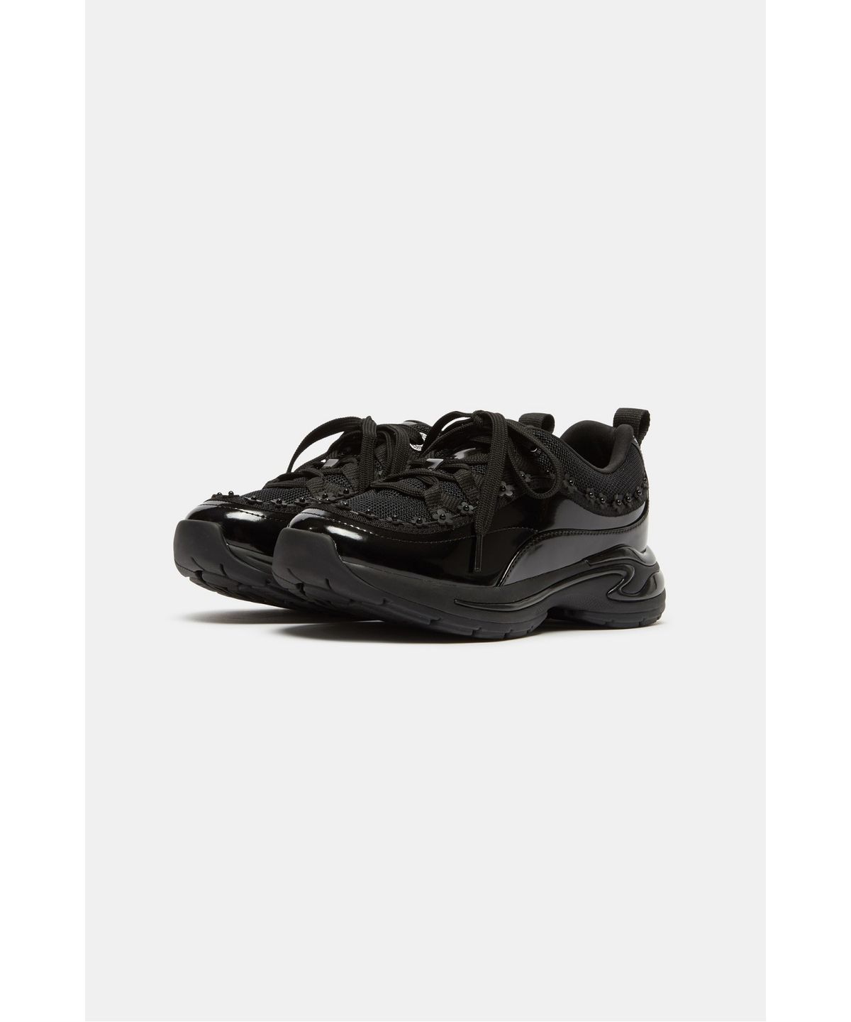 슈콤마보니(SUECOMMA BONNIE) Floral lace-up sneakers(black)_DG4DA26508BLK