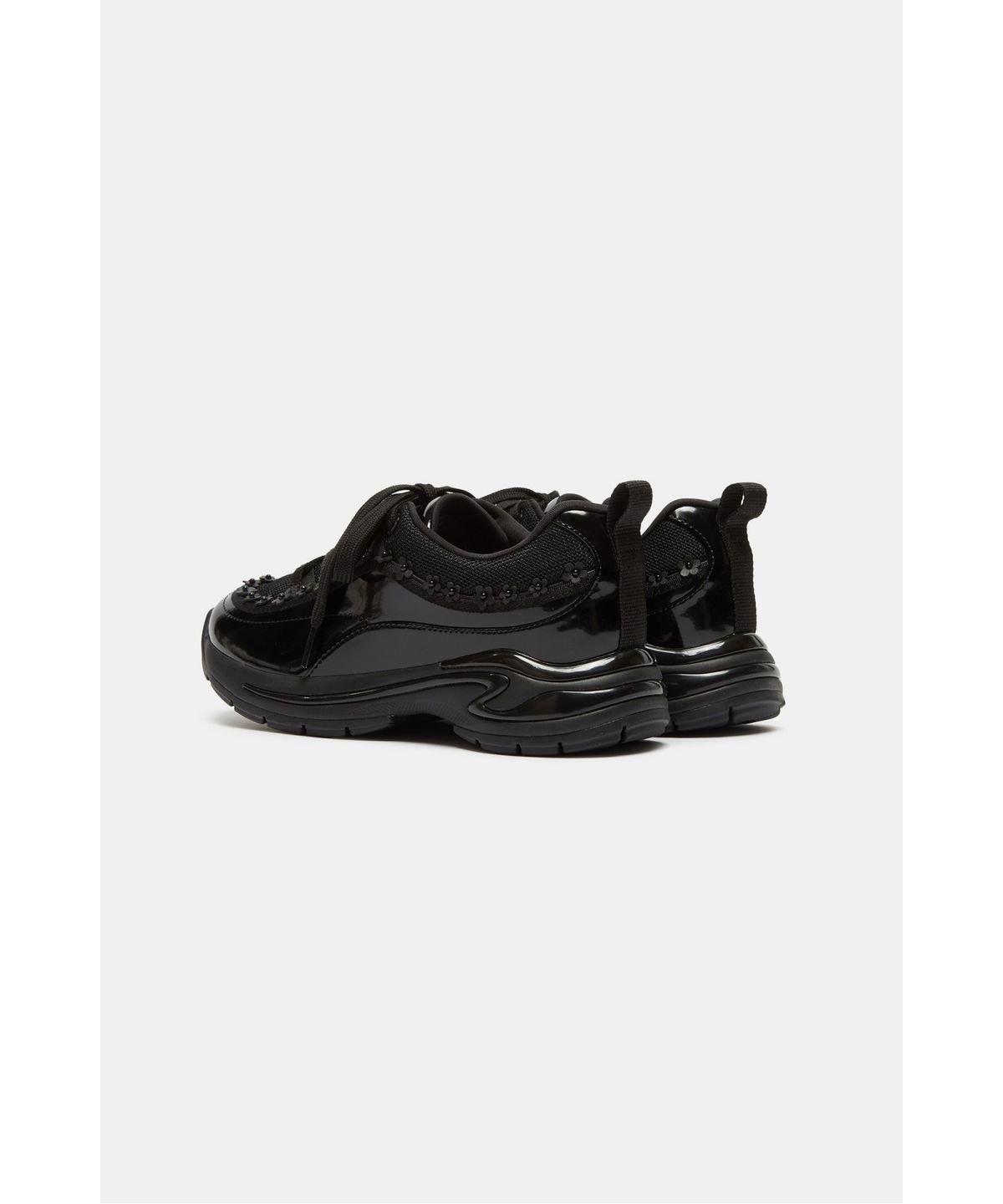슈콤마보니(SUECOMMA BONNIE) Floral lace-up sneakers(black)_DG4DA26508BLK