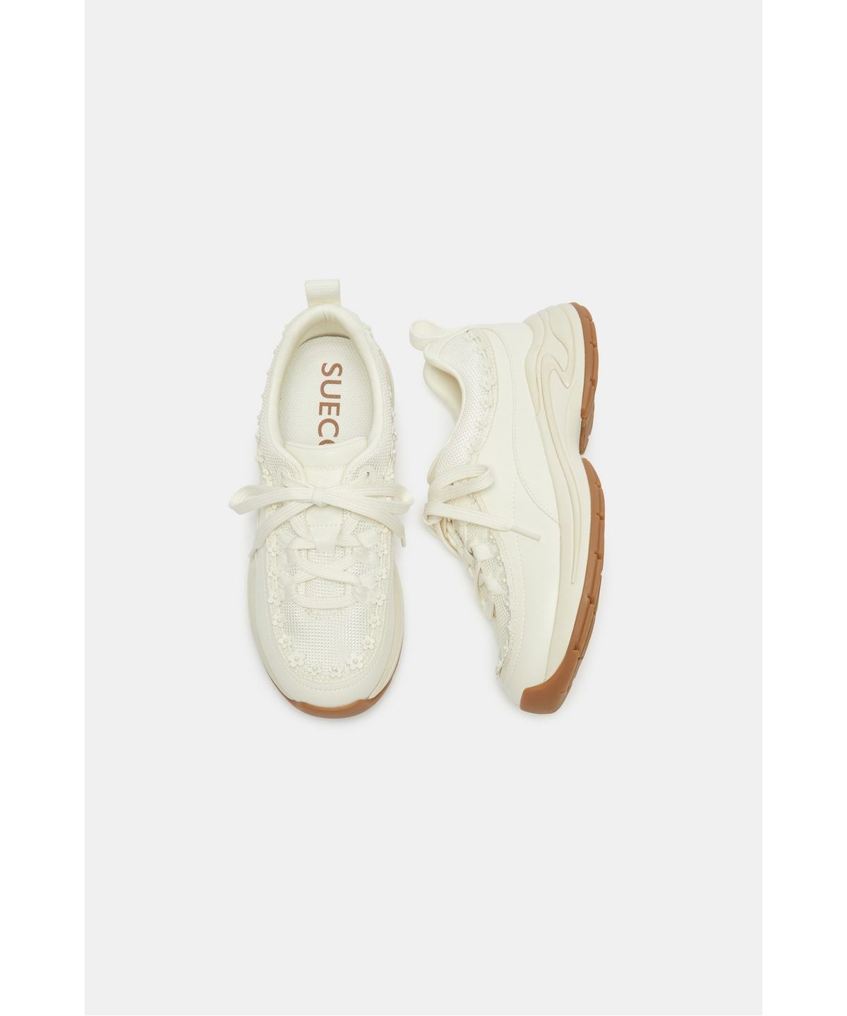 슈콤마보니(SUECOMMA BONNIE) Floral lace-up sneakers(ivory)_DG4DA26508IVY