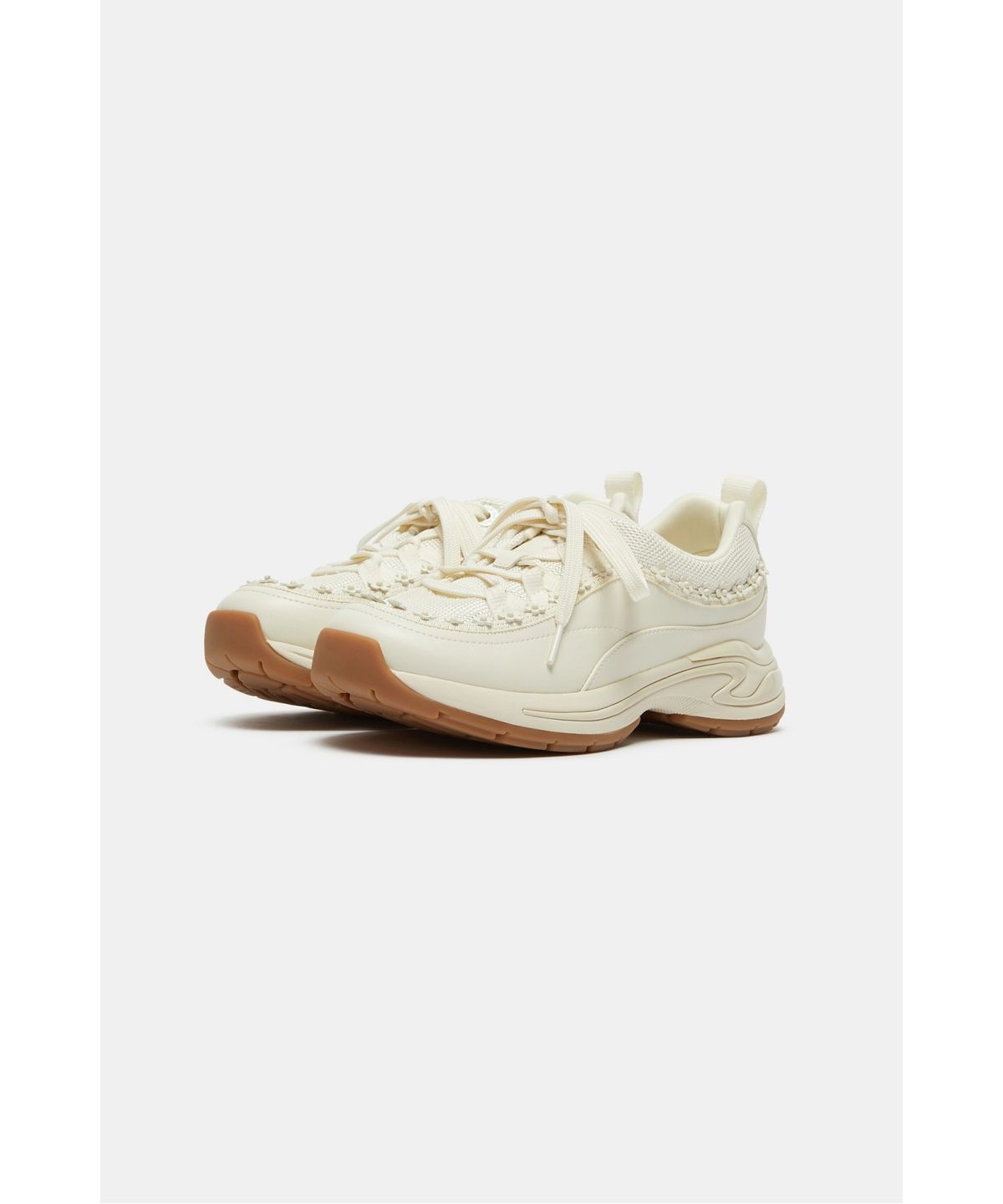 슈콤마보니(SUECOMMA BONNIE) Floral lace-up sneakers(ivory)_DG4DA26508IVY
