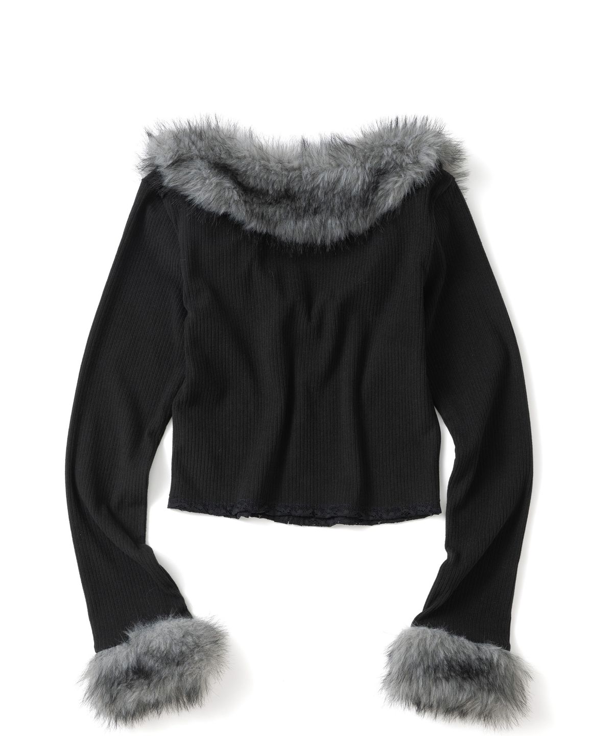 낫포너드(NOT4NERD) W Fur Trim Hook Cardigan - Black