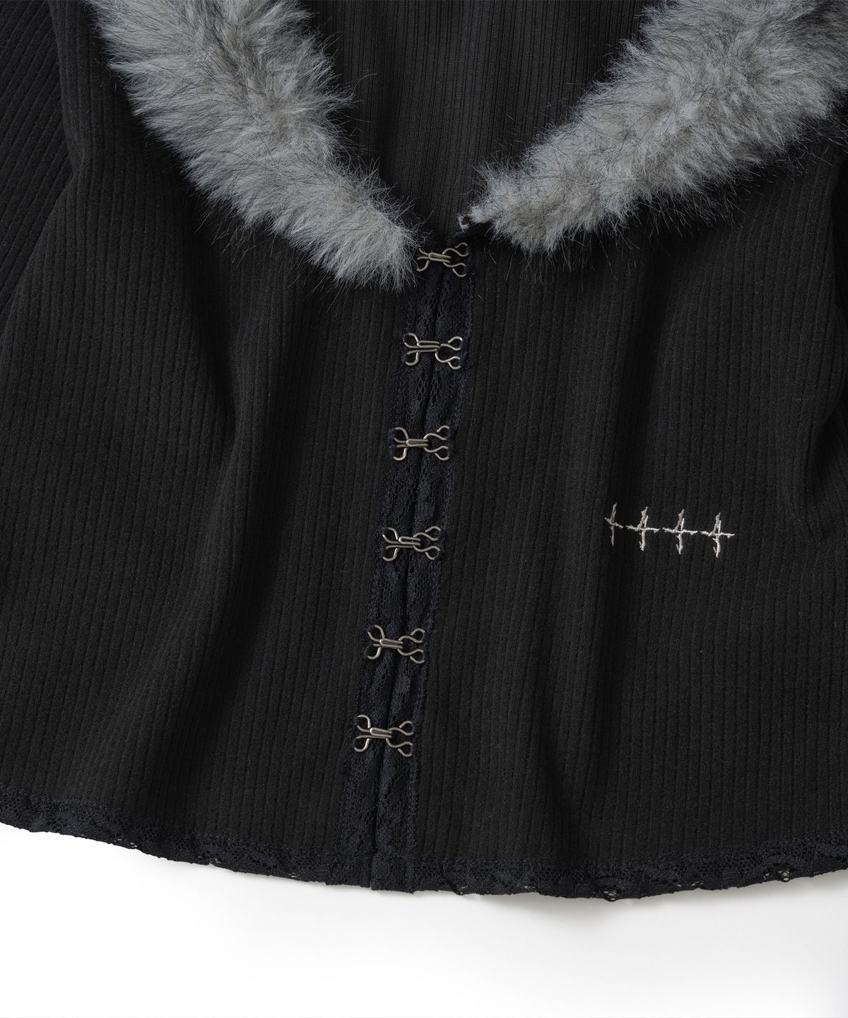 낫포너드(NOT4NERD) W Fur Trim Hook Cardigan - Black