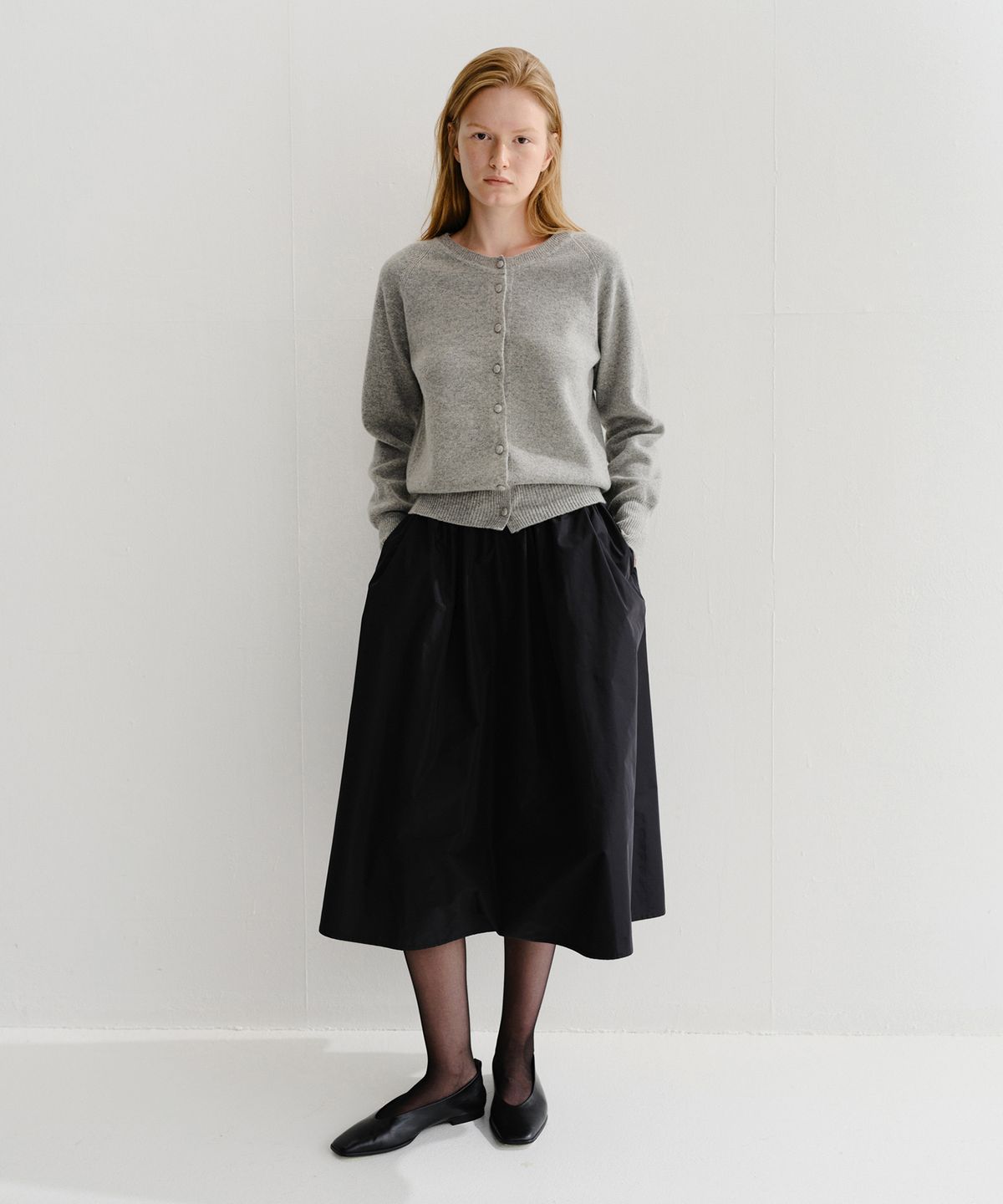 이아(EAAH) MIA CASHMERE KNIT CARDIGAN (SNOW GREY)
