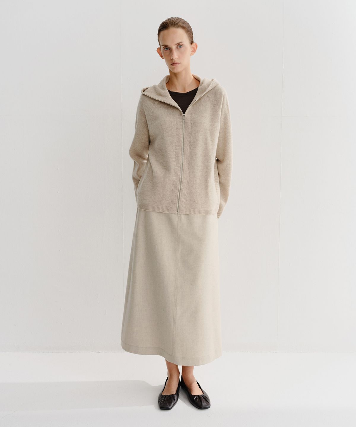 이아(EAAH) AUSTIN CASHMERE HOODIE ZIP UP (OATMEAL)