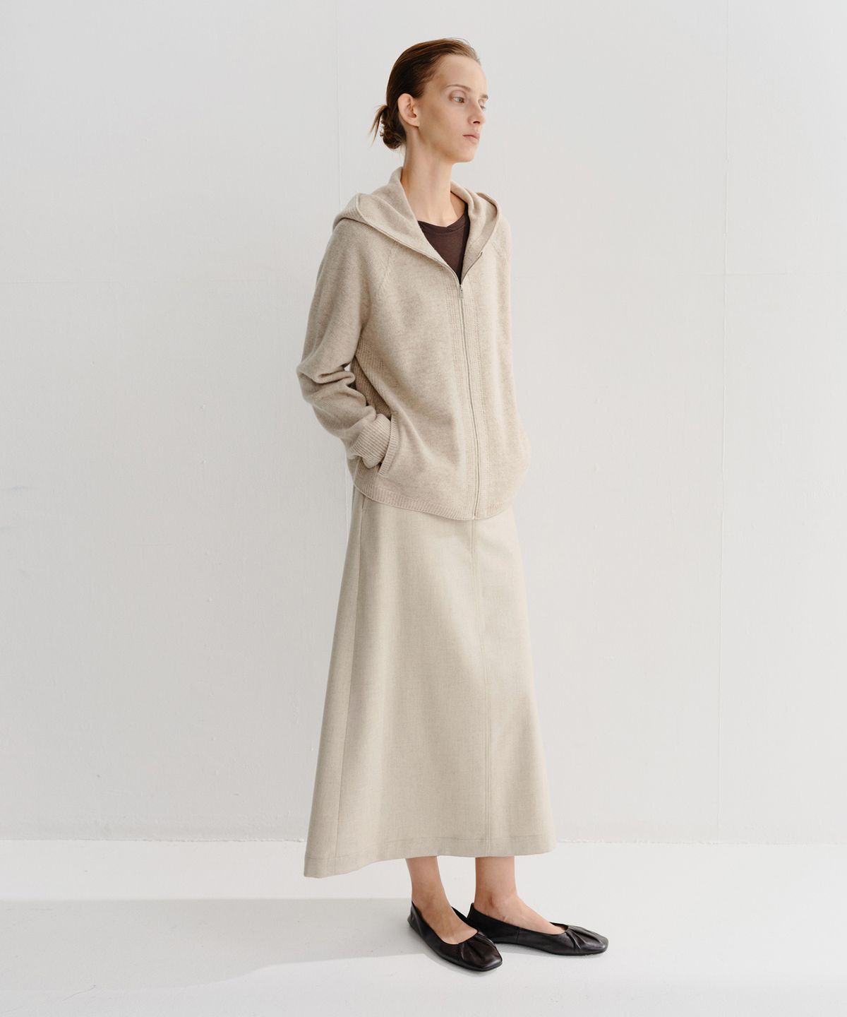 이아(EAAH) AUSTIN CASHMERE HOODIE ZIP UP (OATMEAL)