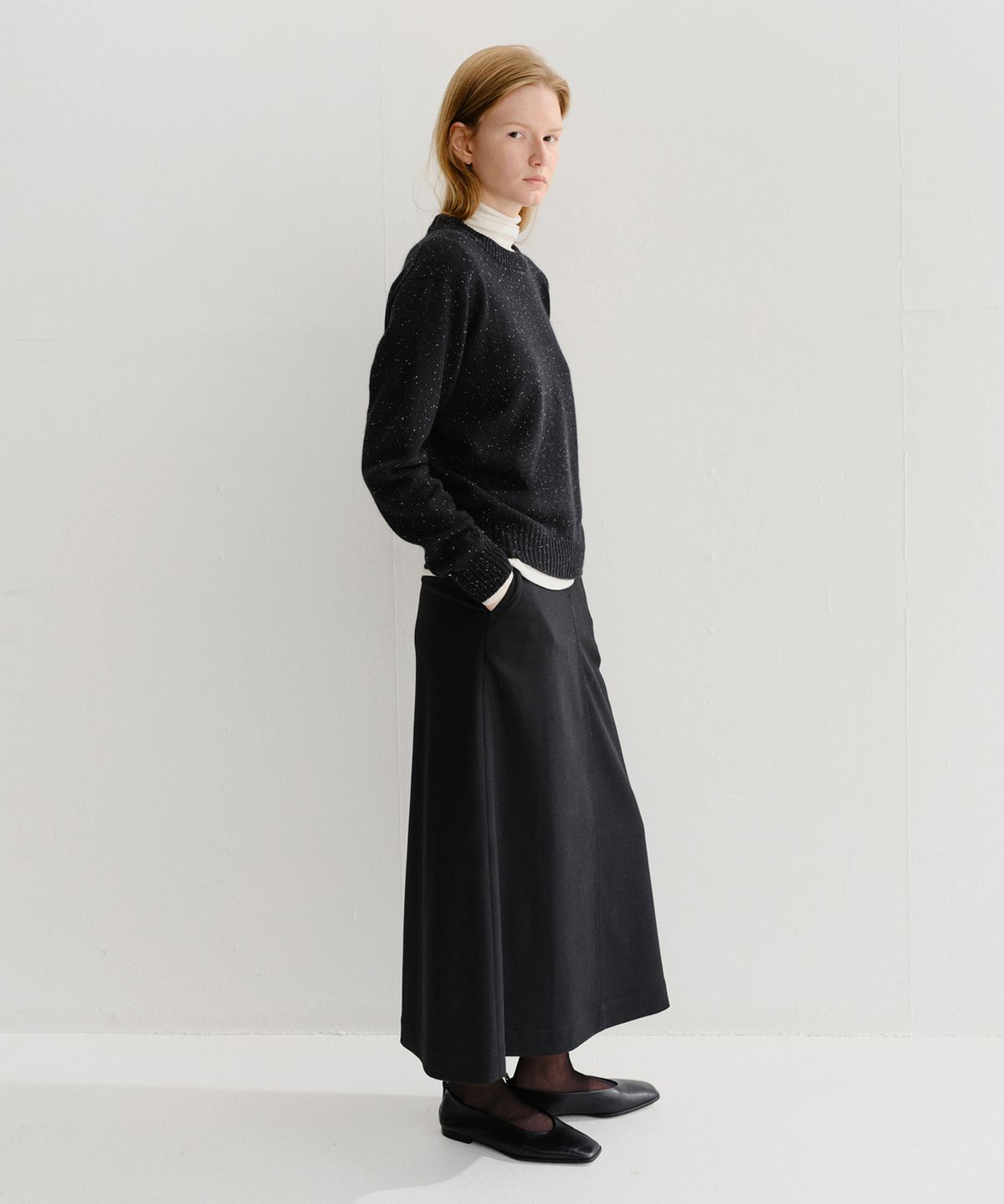 이아(EAAH) LOE MAXI SKIRT (BLACK)
