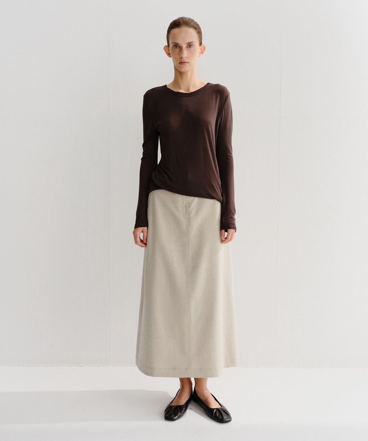 이아(EAAH) LOE MAXI SKIRT (OATMEAL)