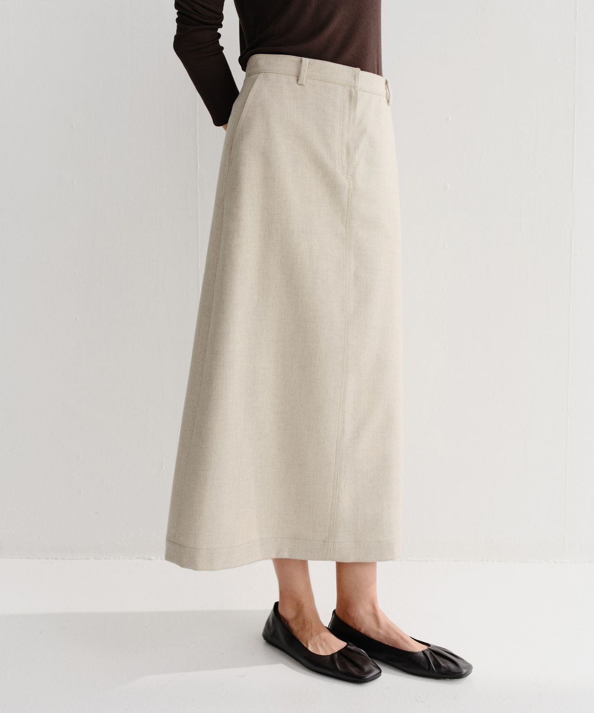 이아(EAAH) LOE MAXI SKIRT (OATMEAL)