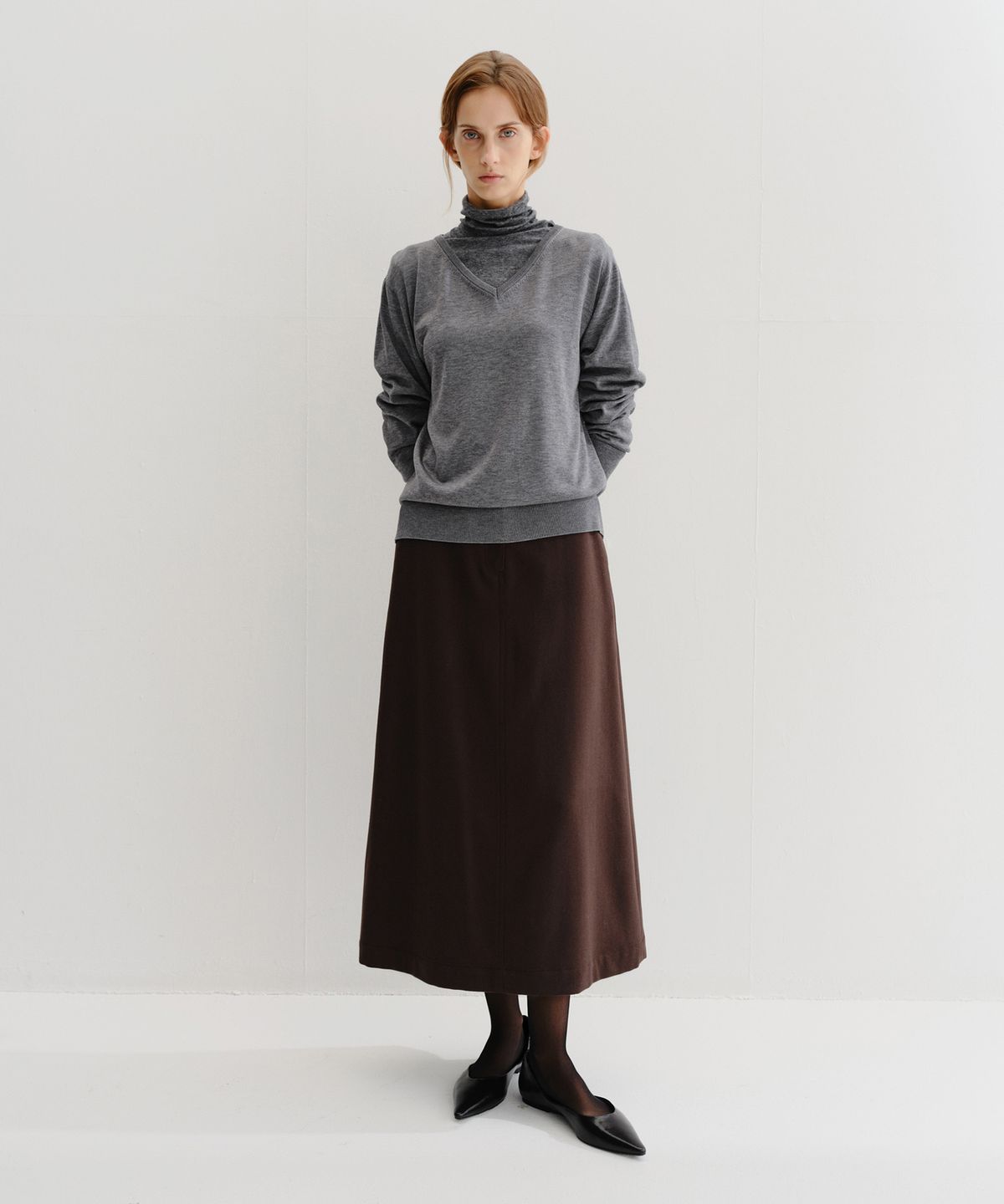 이아(EAAH) LOE MAXI SKIRT (BROWN)