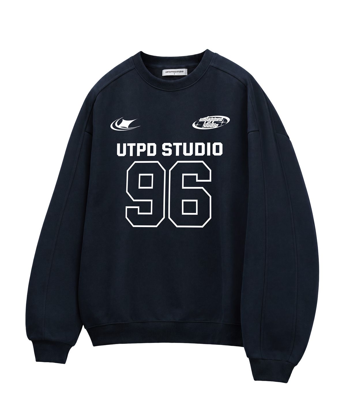 언탭트 스튜디오(UNTAPPED STUDIO) 340G 풋볼96 에센셜 사이드 절개 오버핏 맨투맨 스웨트 티셔츠 3Color