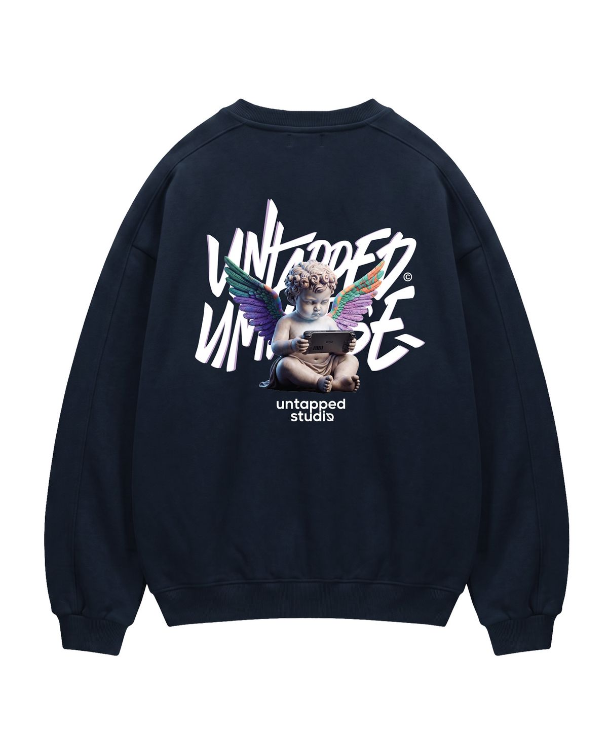 언탭트 스튜디오(UNTAPPED STUDIO) 340G 아케이드 세라프 에센셜 사이드 절개 오버핏 맨투맨 스웨트 티셔츠 3Color