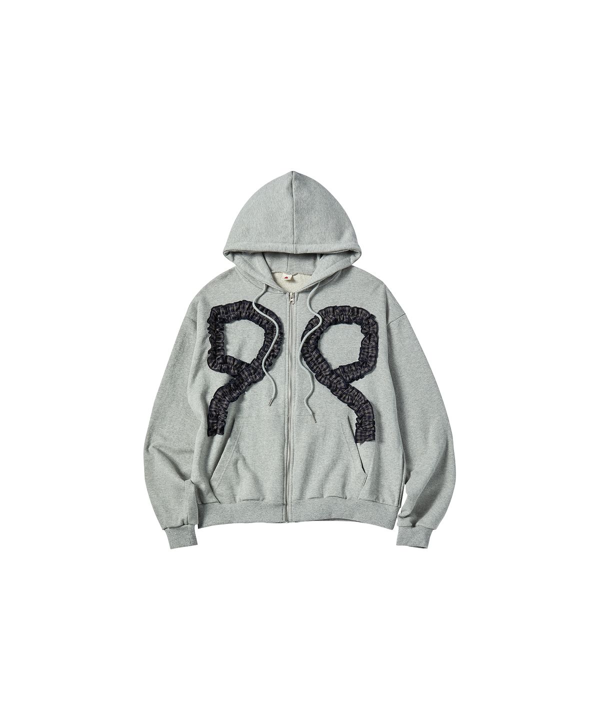 꼬모니노즈(COMONINOZ) W MELLOW RIBBON HOOD ZIP-UP [GRAY]