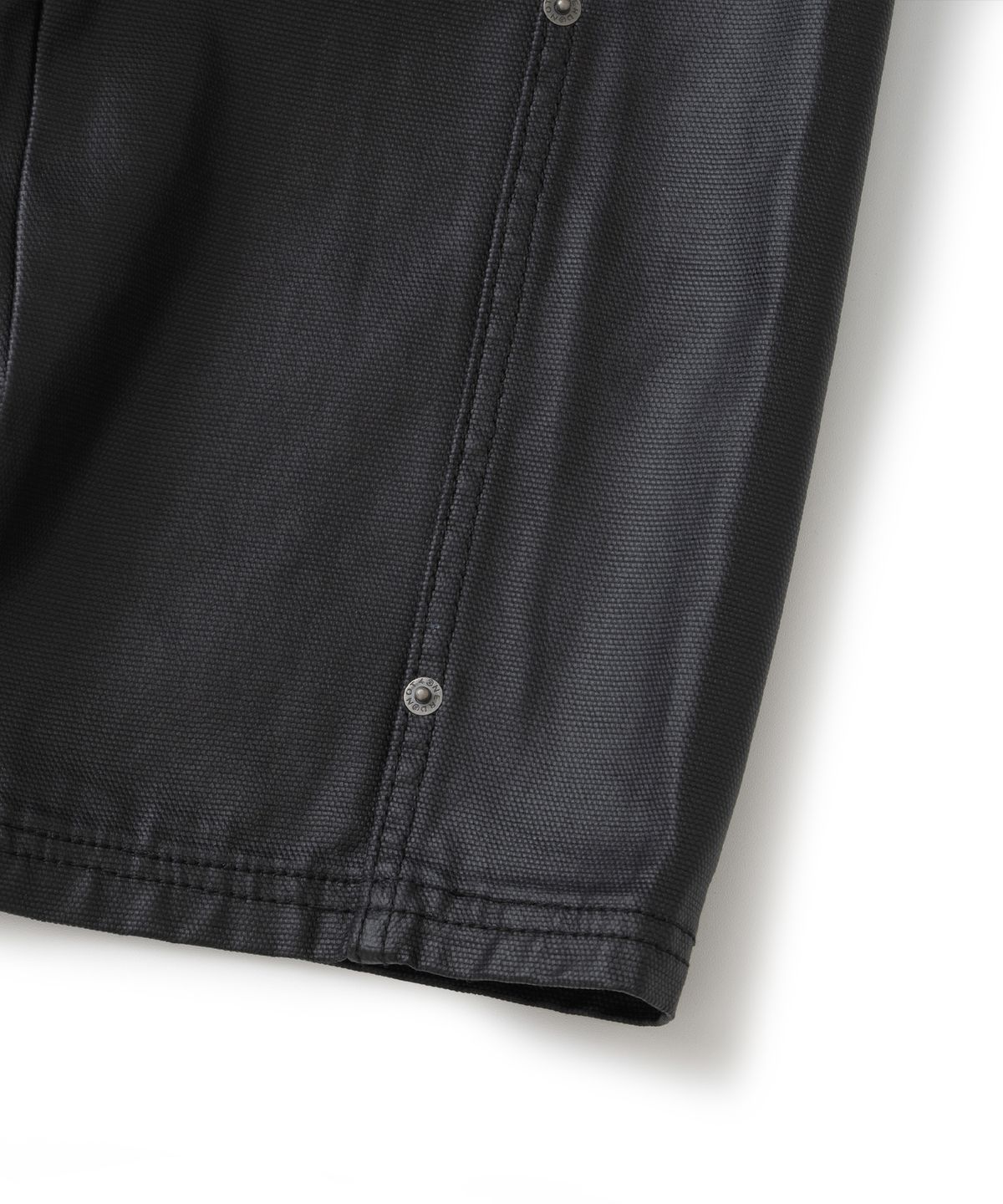 낫포너드(NOT4NERD) Stud Panel Coated Curved Pants - Black