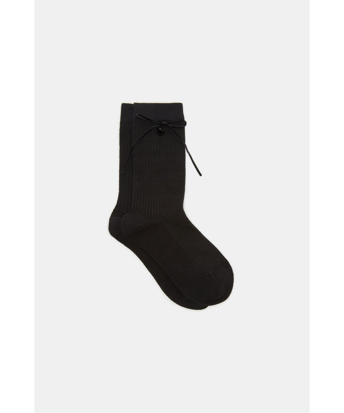 슈콤마보니(SUECOMMA BONNIE) Ribbon bead socks(black)_DSLAA26502BLK