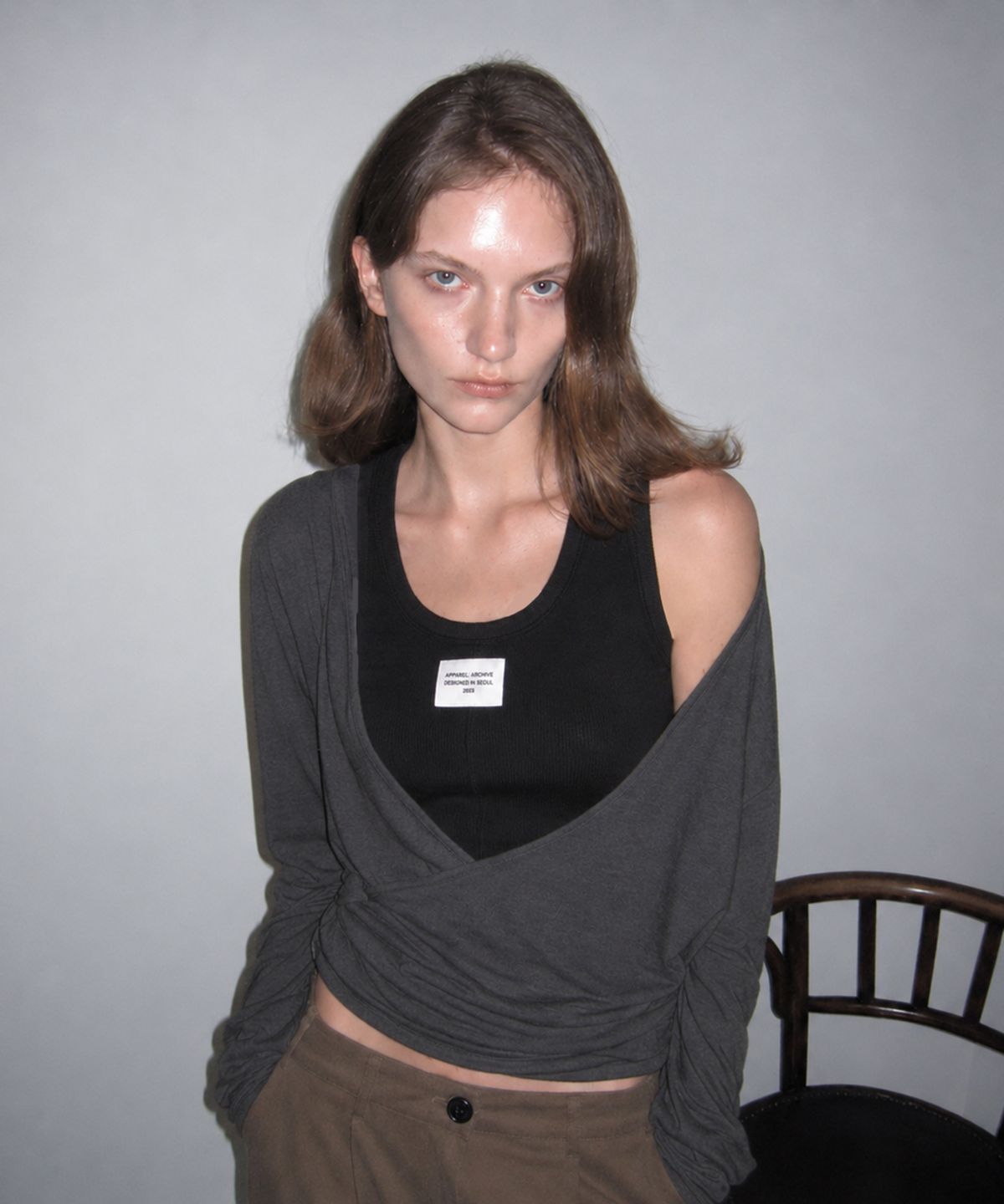 어패럴아카이브(APPAREL ARCHIVE) Dusk ribbed sleeveless - Black