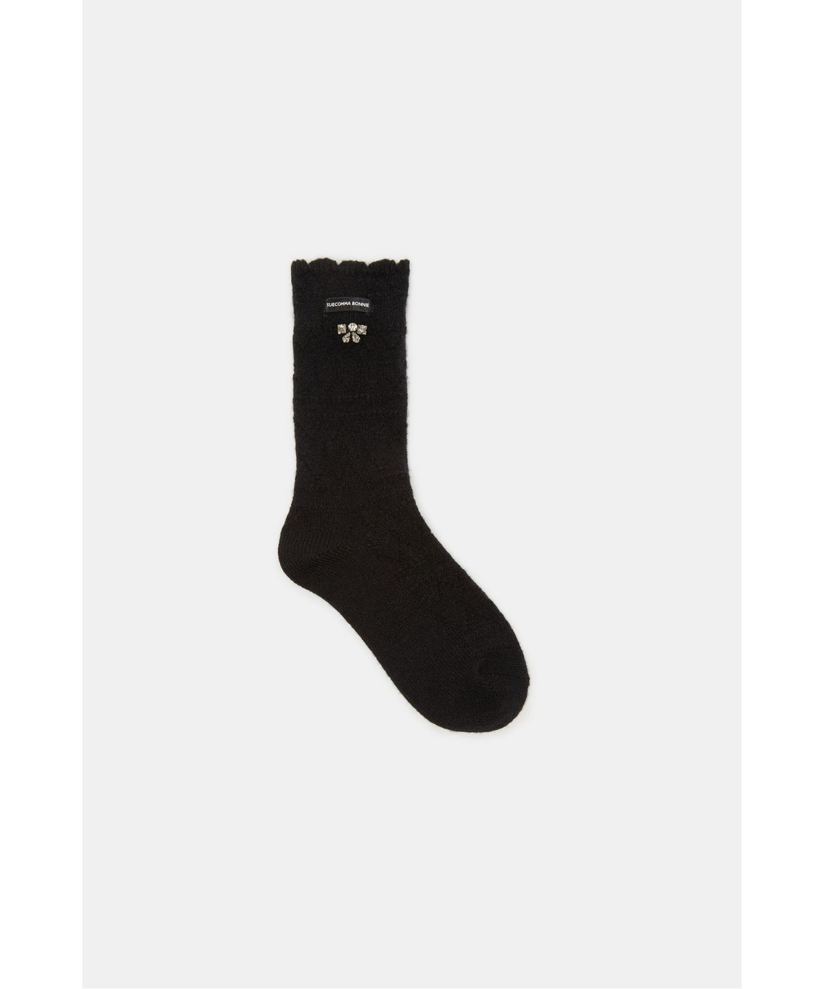 슈콤마보니(SUECOMMA BONNIE) Crystal ribbon socks(black)_DSLAA26505BLK