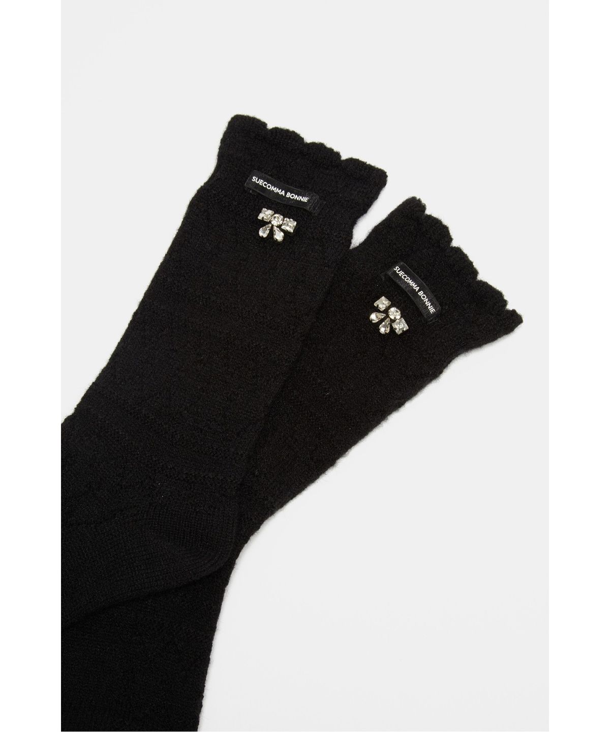 슈콤마보니(SUECOMMA BONNIE) Crystal ribbon socks(black)_DSLAA26505BLK