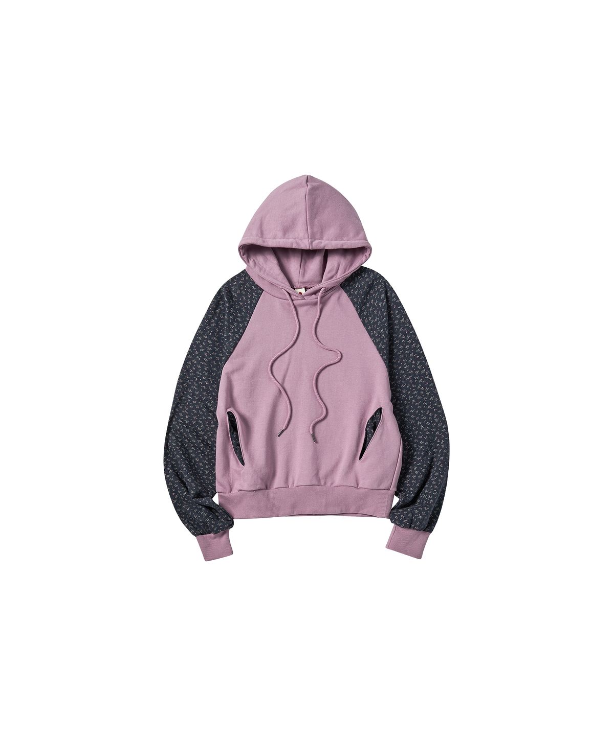 꼬모니노즈(COMONINOZ) W FLORAL COLOR BLOCK HOOD [VIOLET]