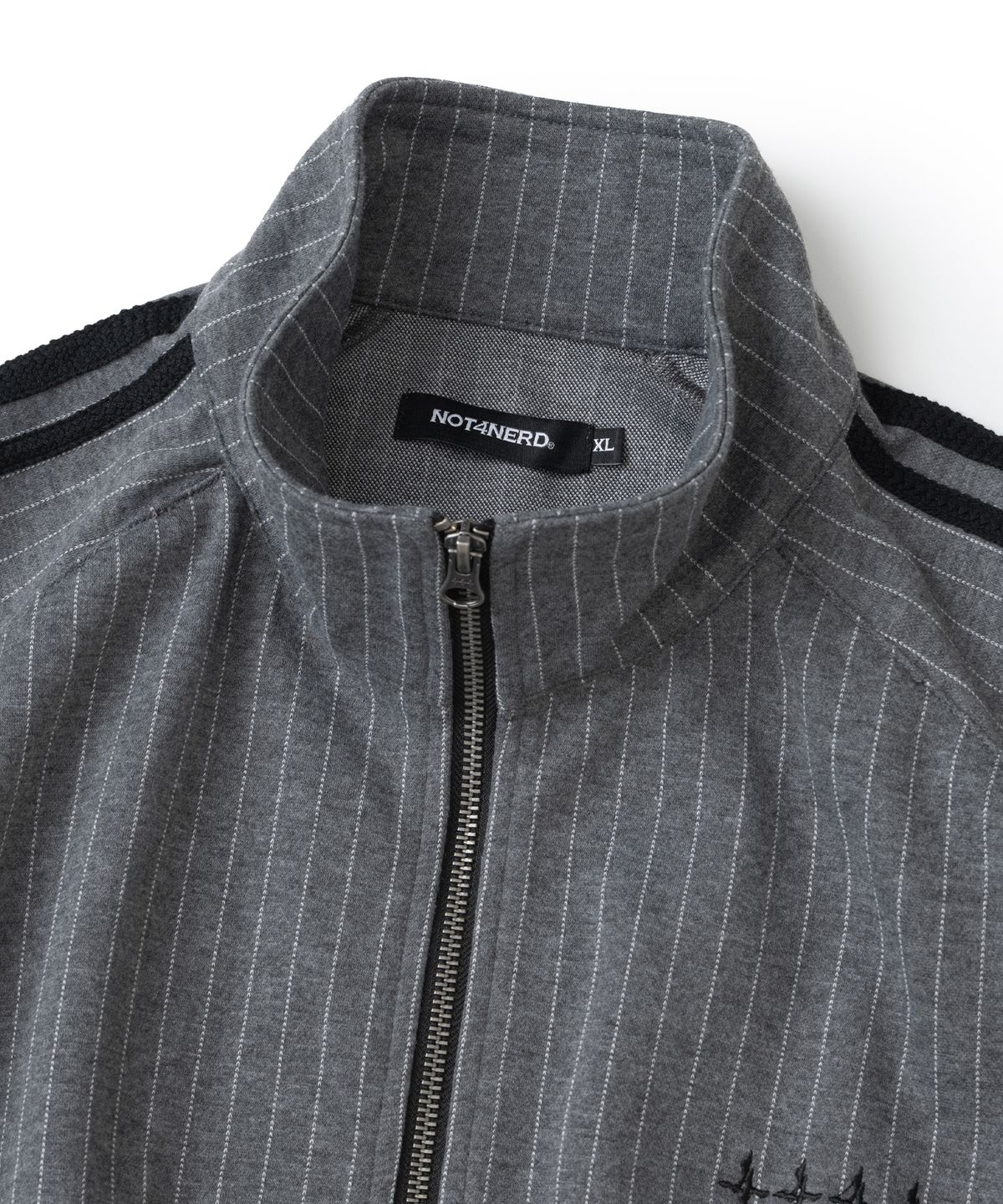 낫포너드(NOT4NERD) Pin Stripe Side Tape Raglan Track Jacket - Grey