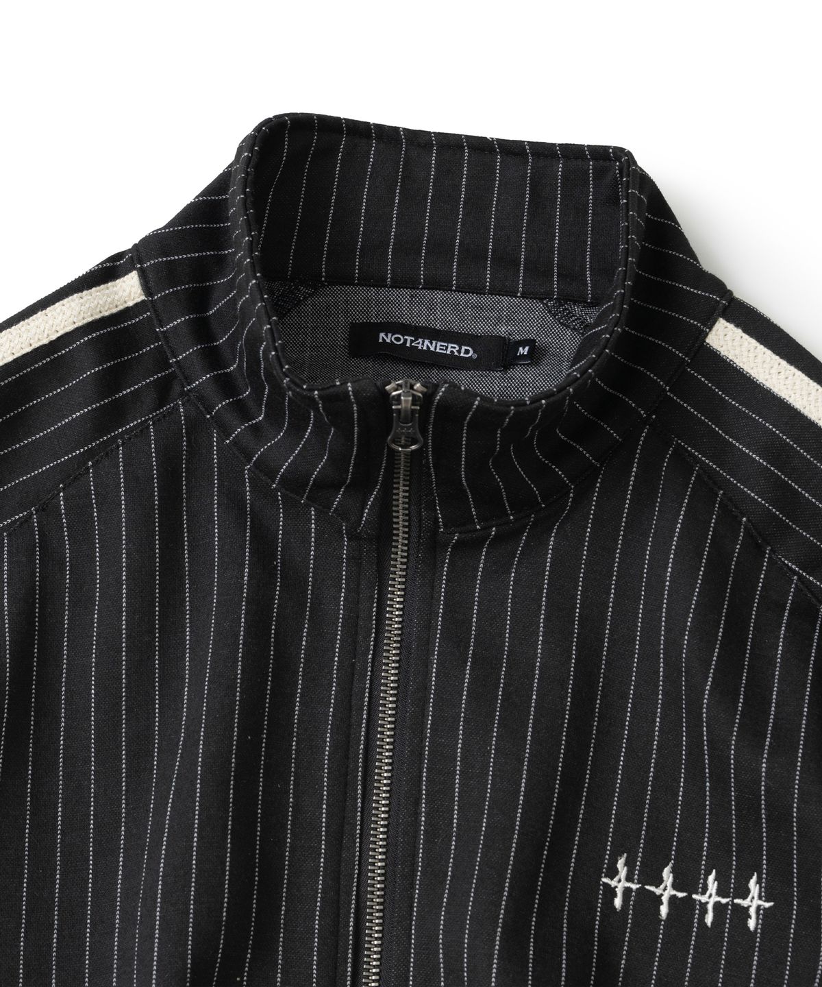 낫포너드(NOT4NERD) Pin Stripe Side Tape Raglan Track Jacket - Black