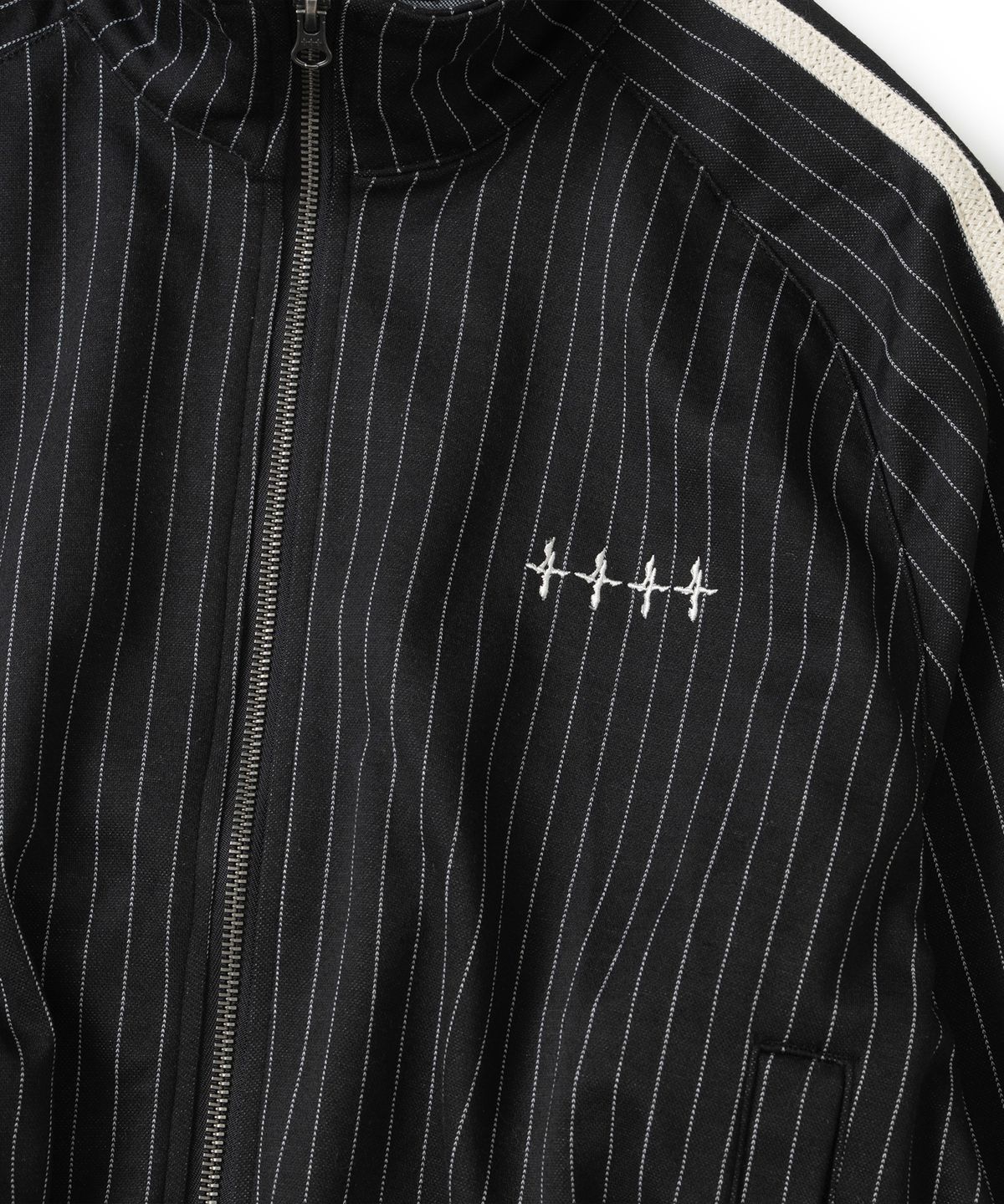 낫포너드(NOT4NERD) Pin Stripe Side Tape Raglan Track Jacket - Black
