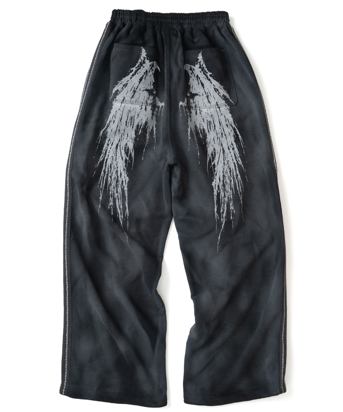 낫포너드(NOT4NERD) Dirty Washed Thorns Line Track Pants - Black
