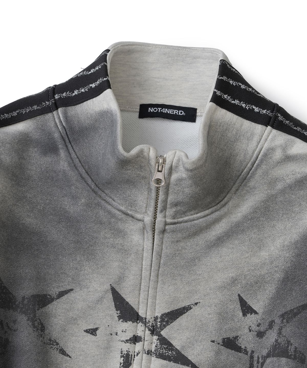 낫포너드(NOT4NERD) Dirty Washed Thorns Line Track Jacket - Light Grey