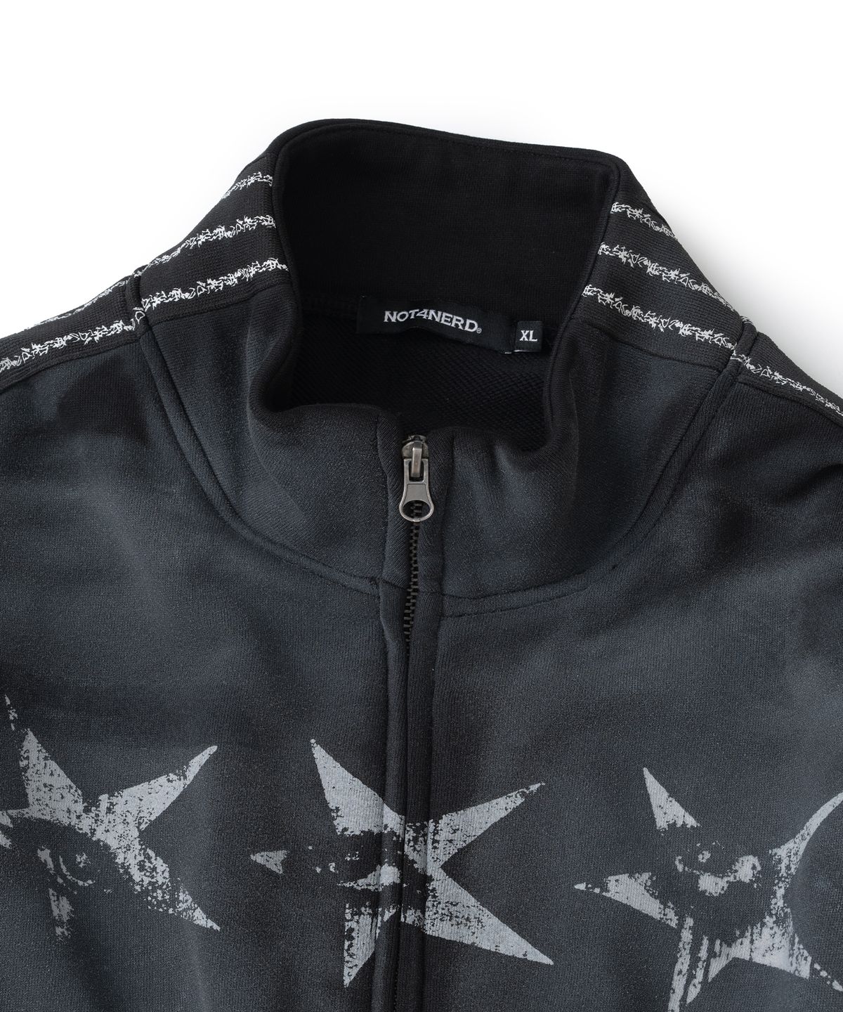 낫포너드(NOT4NERD) Dirty Washed Thorns Line Track Jacket - Black