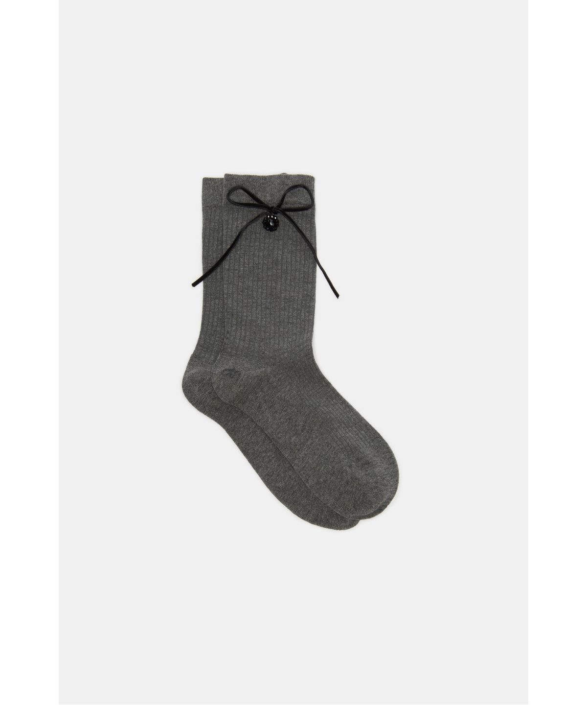 슈콤마보니(SUECOMMA BONNIE) Ribbon bead socks(grey)_DSLAA26502GRY