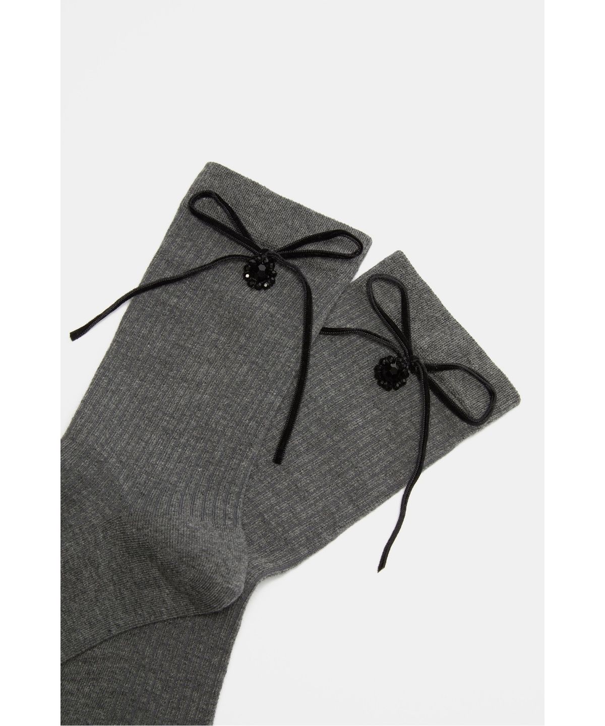슈콤마보니(SUECOMMA BONNIE) Ribbon bead socks(grey)_DSLAA26502GRY