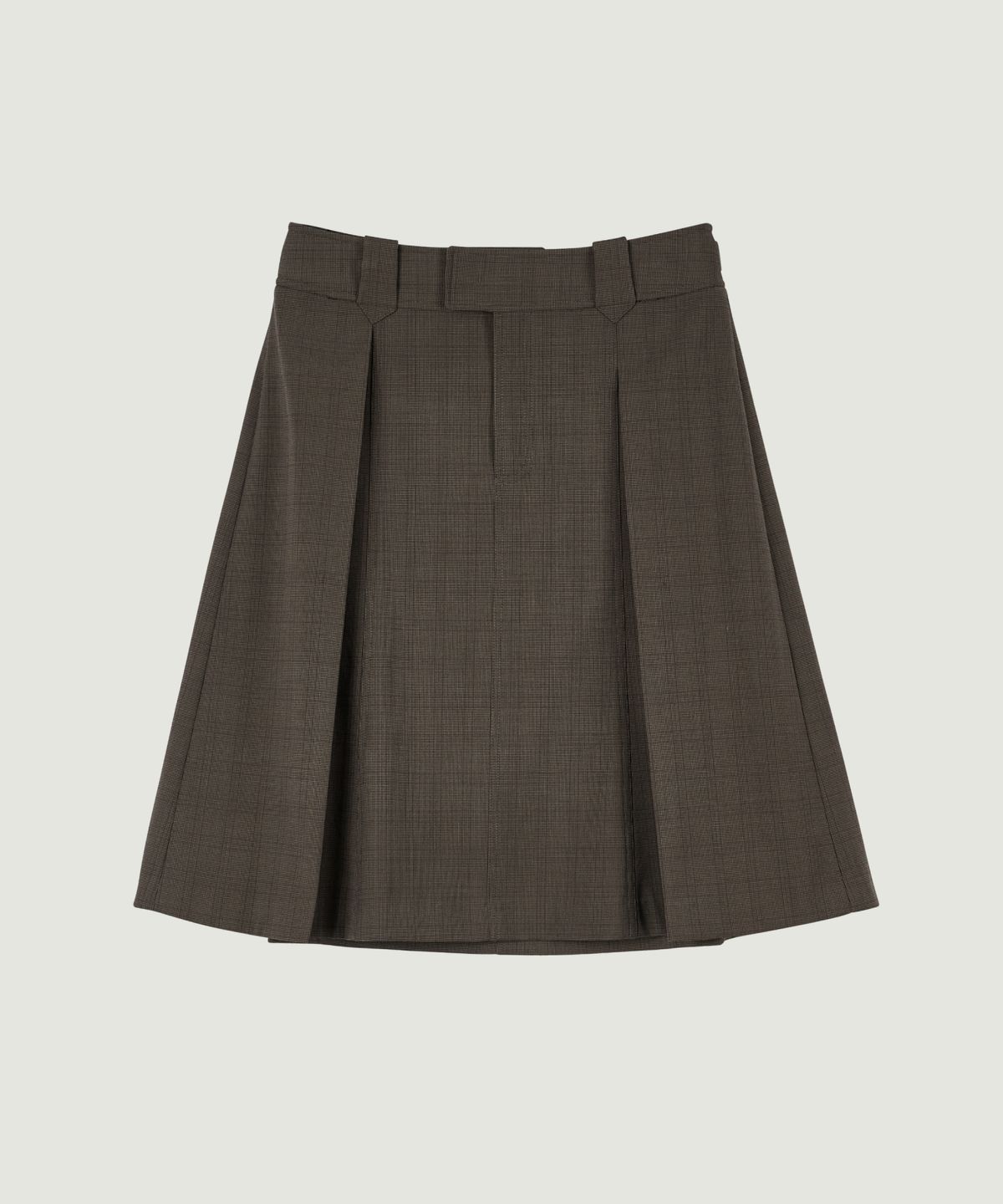 그로브(GROVE) YELENA CHECK MIDI SKIRT (KHAKI)