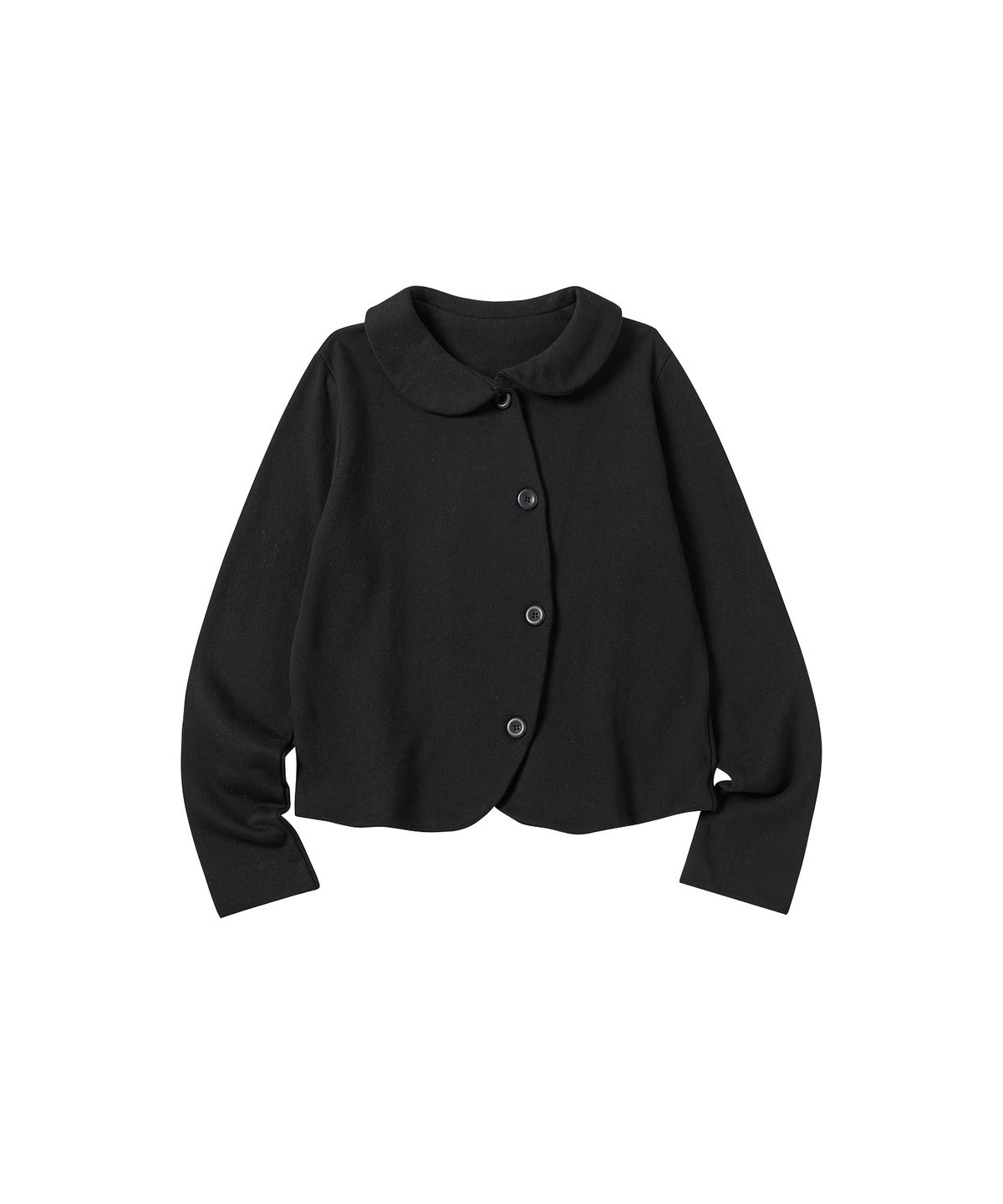 꼬모니노즈(COMONINOZ) W ROUND COLLAR TERRY JACKET [BLACK]