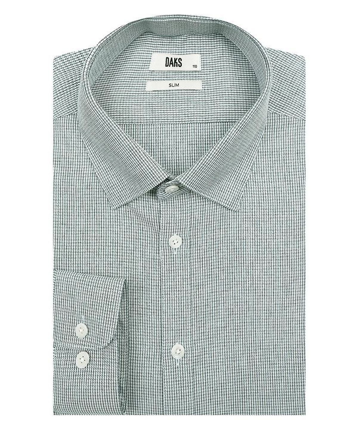 닥스셔츠(DAKS SHIRTS) 노케어 울혼방 마이크로체크셔츠 슬림핏 그린_DMA1SHDL322E1