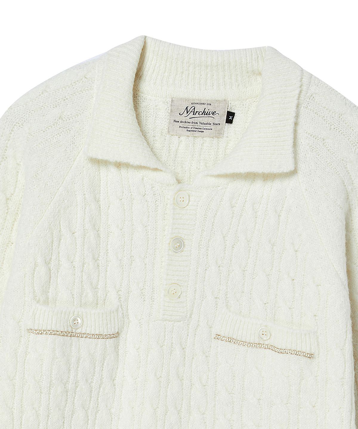 비욘드클로젯(BEYOND CLOSET) [COLLECTION LINE] 체인 디테일 알파카 니트 아이보리