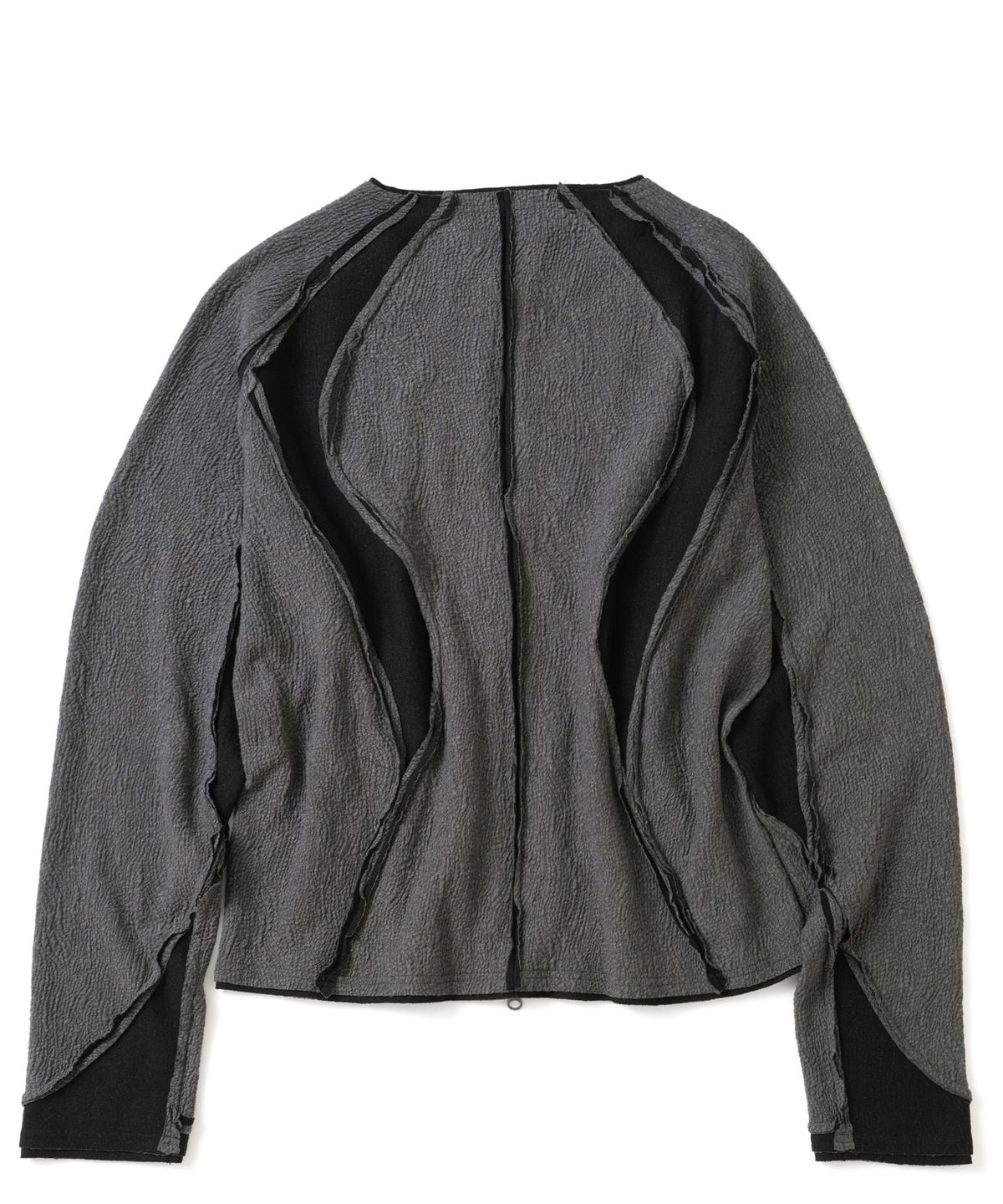 낫포너드(NOT4NERD) Raw Edge Reverse Gauze Panel Zip Up - Charcoal