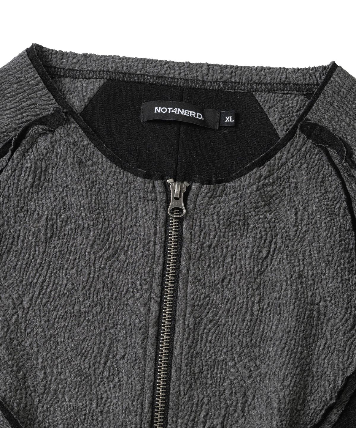 낫포너드(NOT4NERD) Raw Edge Reverse Gauze Panel Zip Up - Charcoal