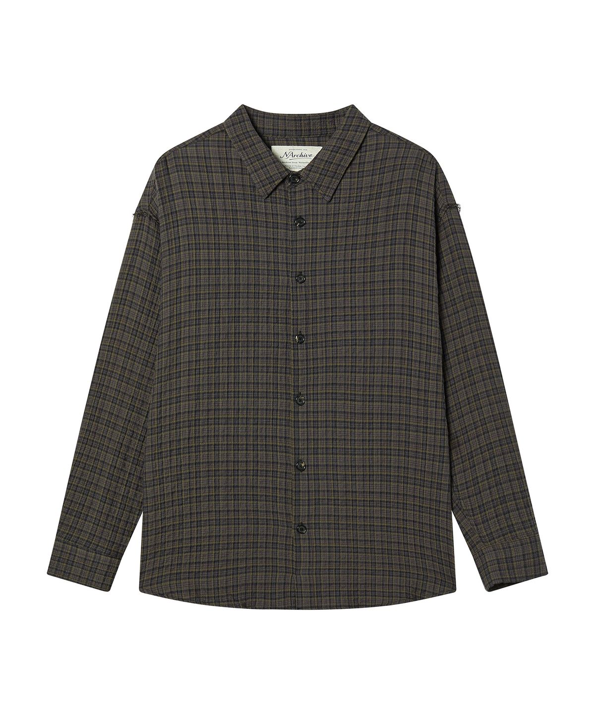 비욘드클로젯(BEYOND CLOSET) [COLLECTION LINE] 더스티 체크 릴렉스드 셔츠 카키