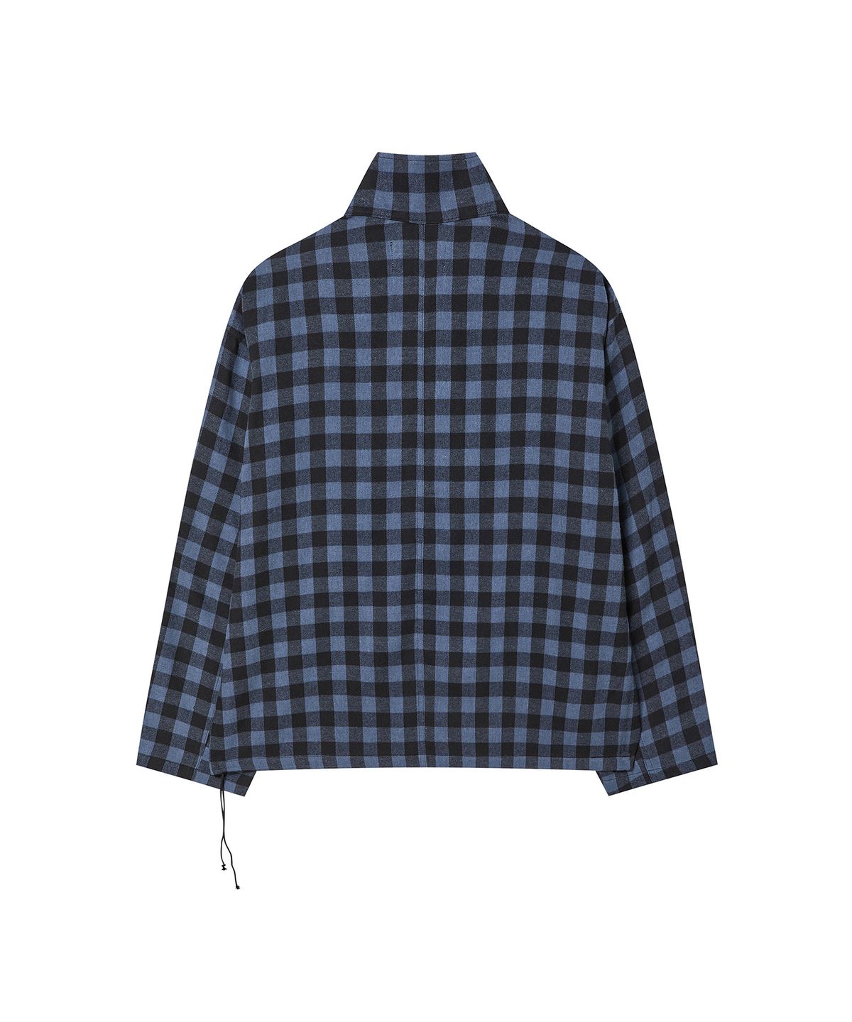 비욘드클로젯(BEYOND CLOSET) [COLLECTION LINE] 텍스처 체크 하이넥 셔츠 블루
