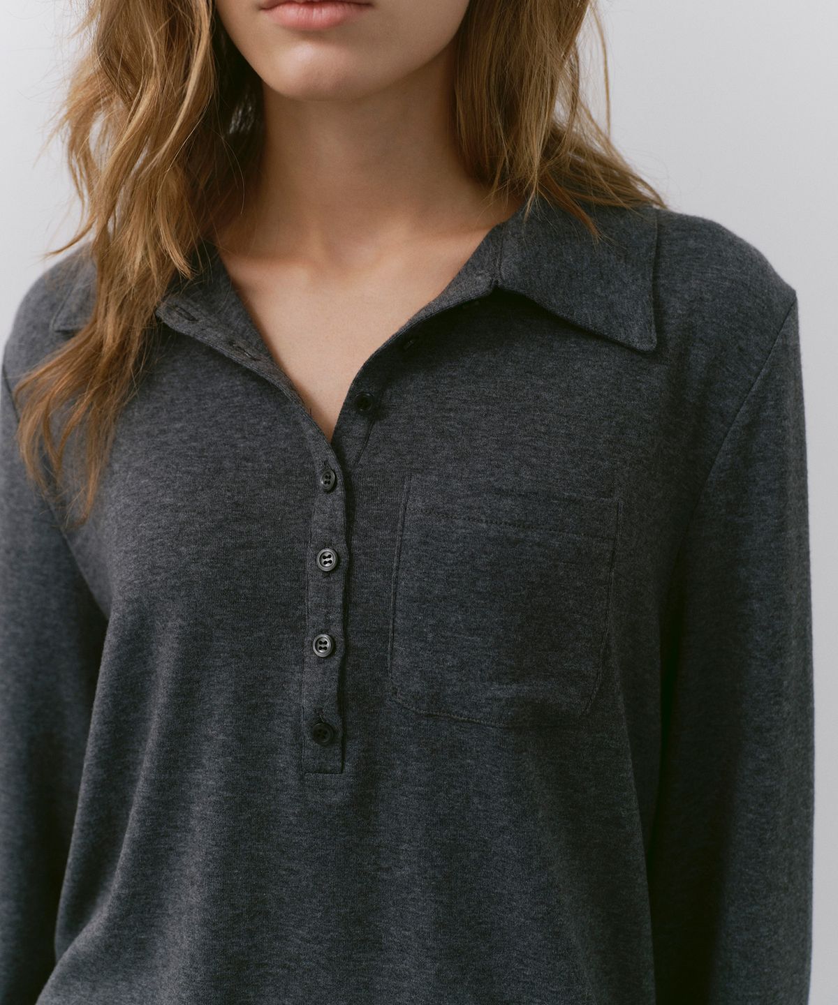 카셀(CACELE) RELAXED POLO T-SHIRT, CHARCOAL