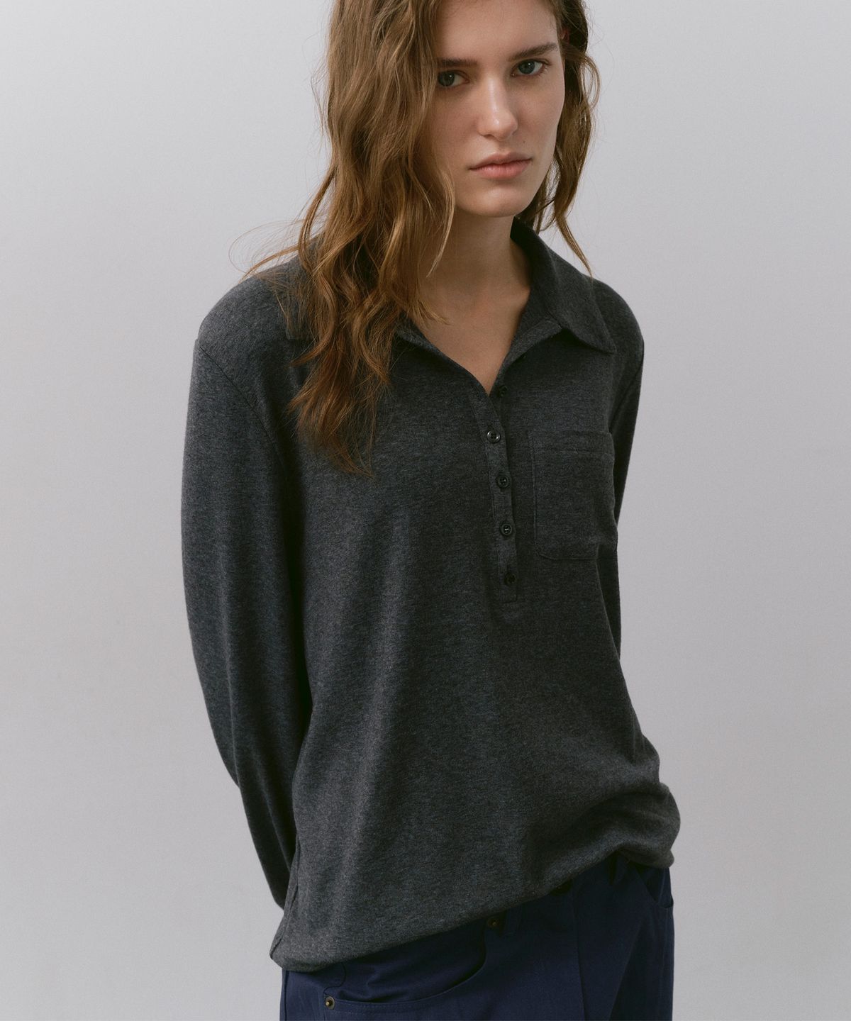카셀(CACELE) RELAXED POLO T-SHIRT, CHARCOAL