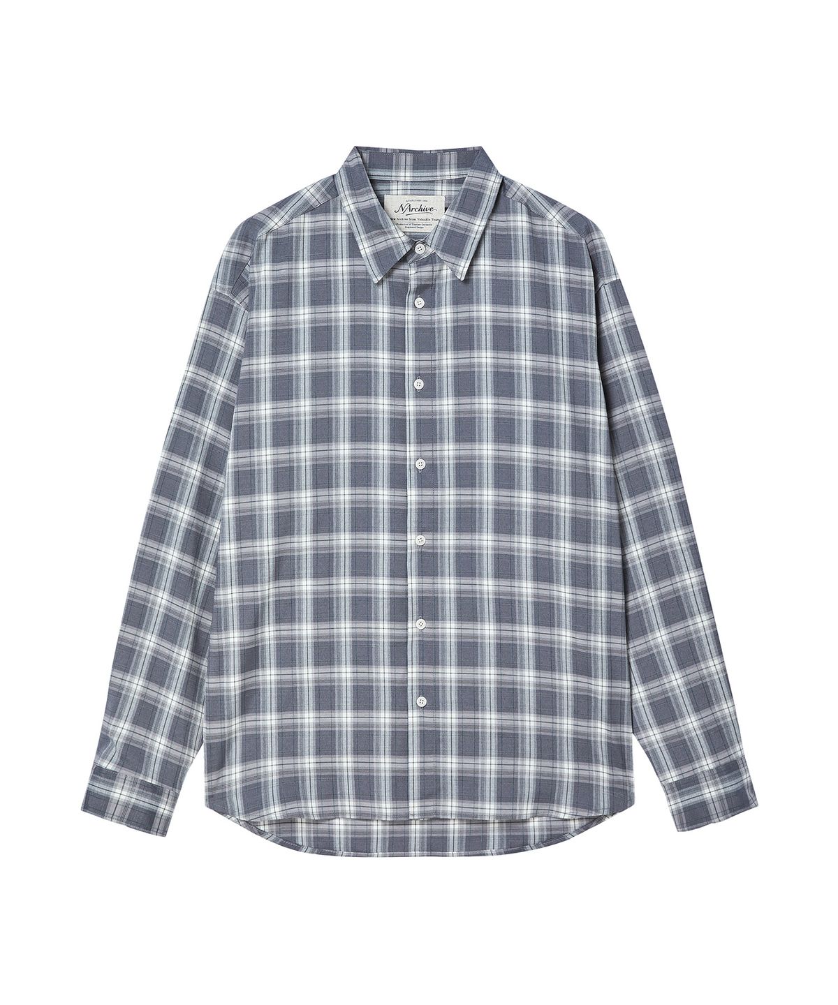 비욘드클로젯(BEYOND CLOSET) [COLLECTION LINE] 럭스 페브릭 오피서 체크 셔츠 그레이