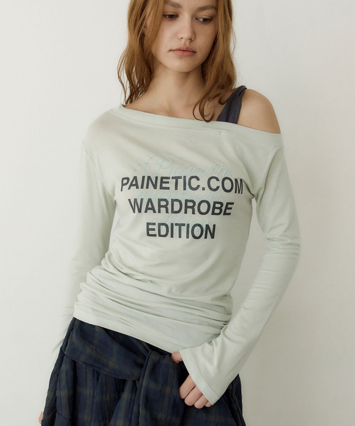 페이네틱(PAINETIC) Twist Contrast One-Shoulder Tee (MINT)