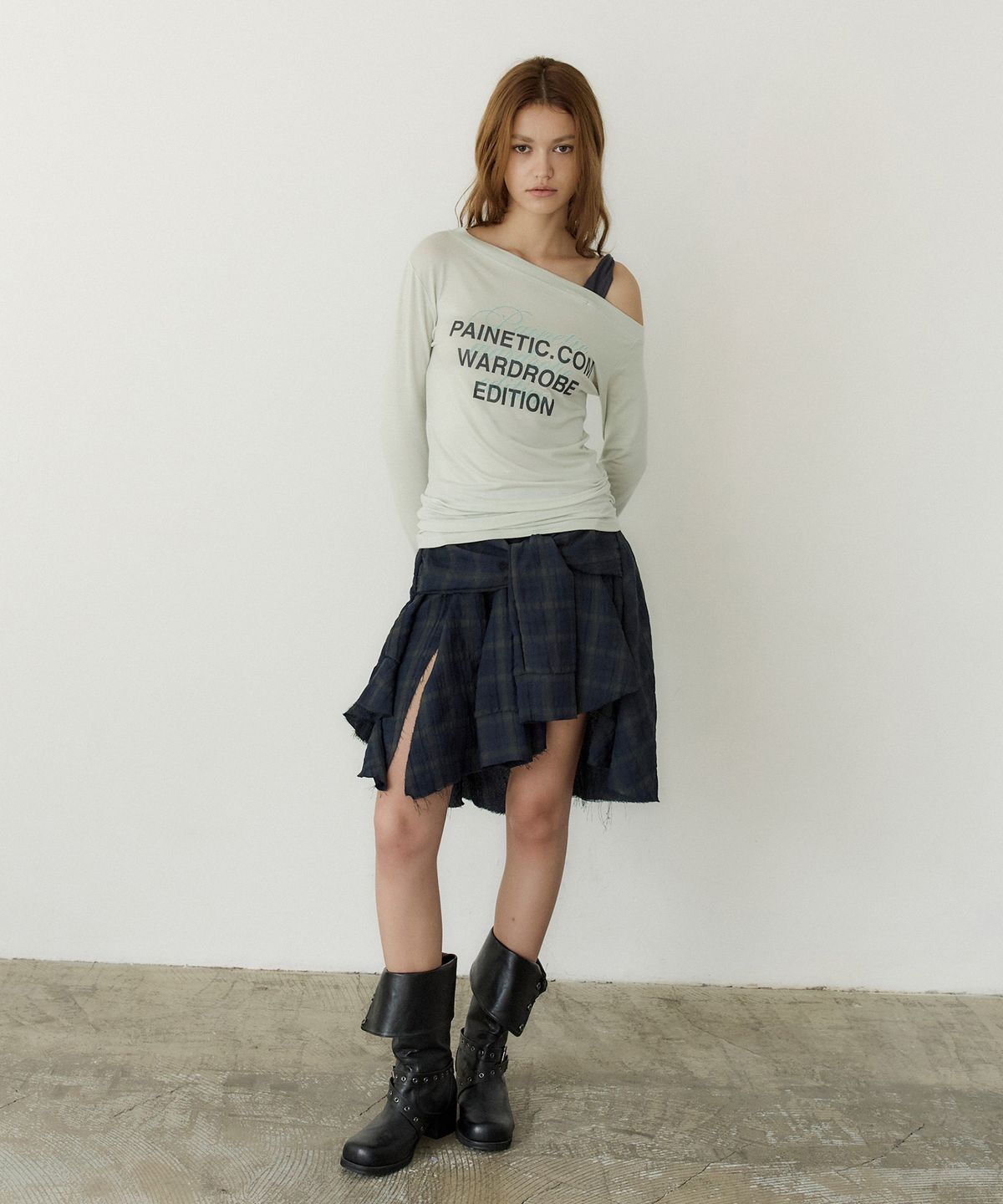 페이네틱(PAINETIC) Twist Contrast One-Shoulder Tee (MINT)