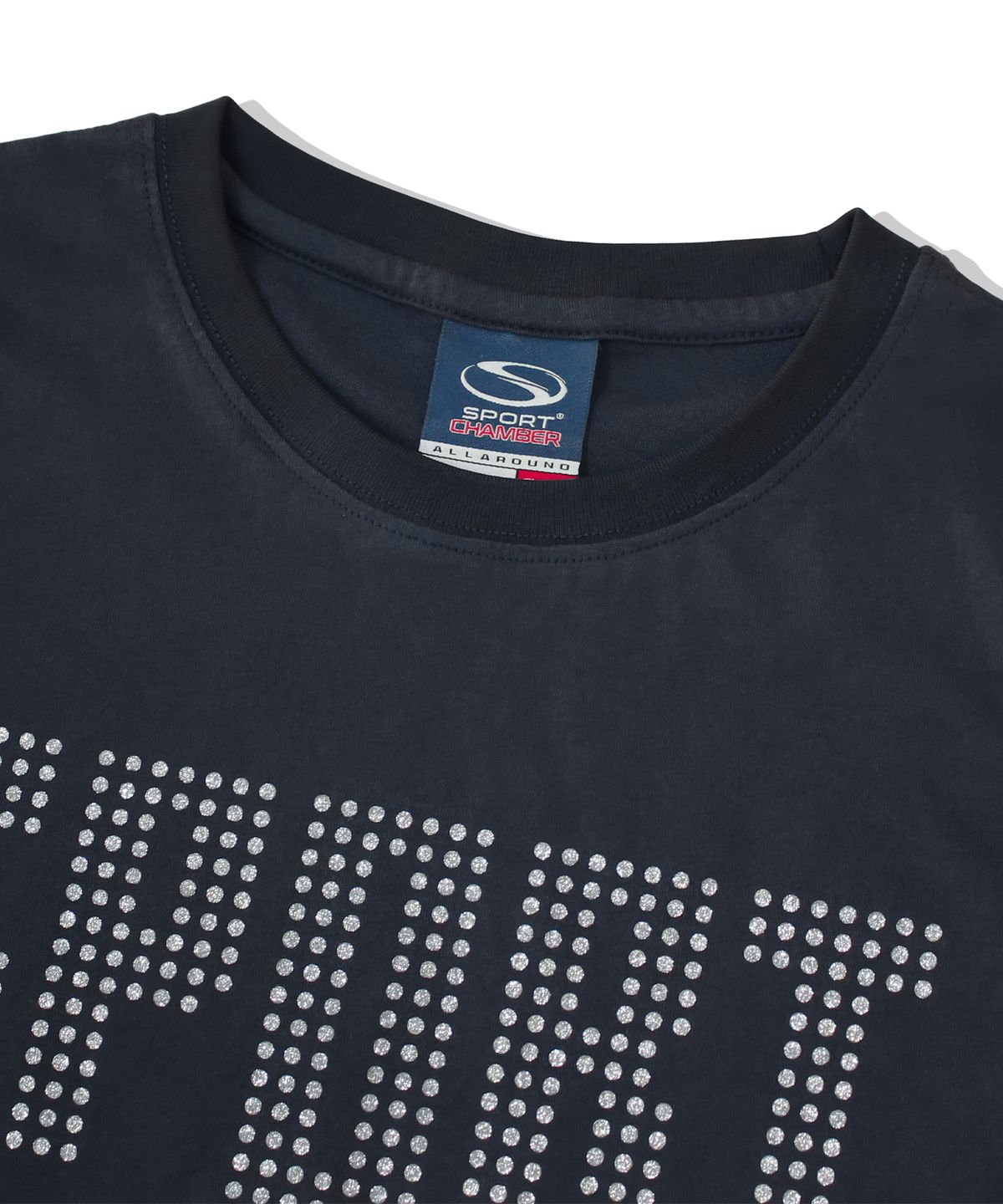 스포츠챔버(SPORT CHAMBER) SC 글리터 로고 티셔츠(블루이시 그레이)