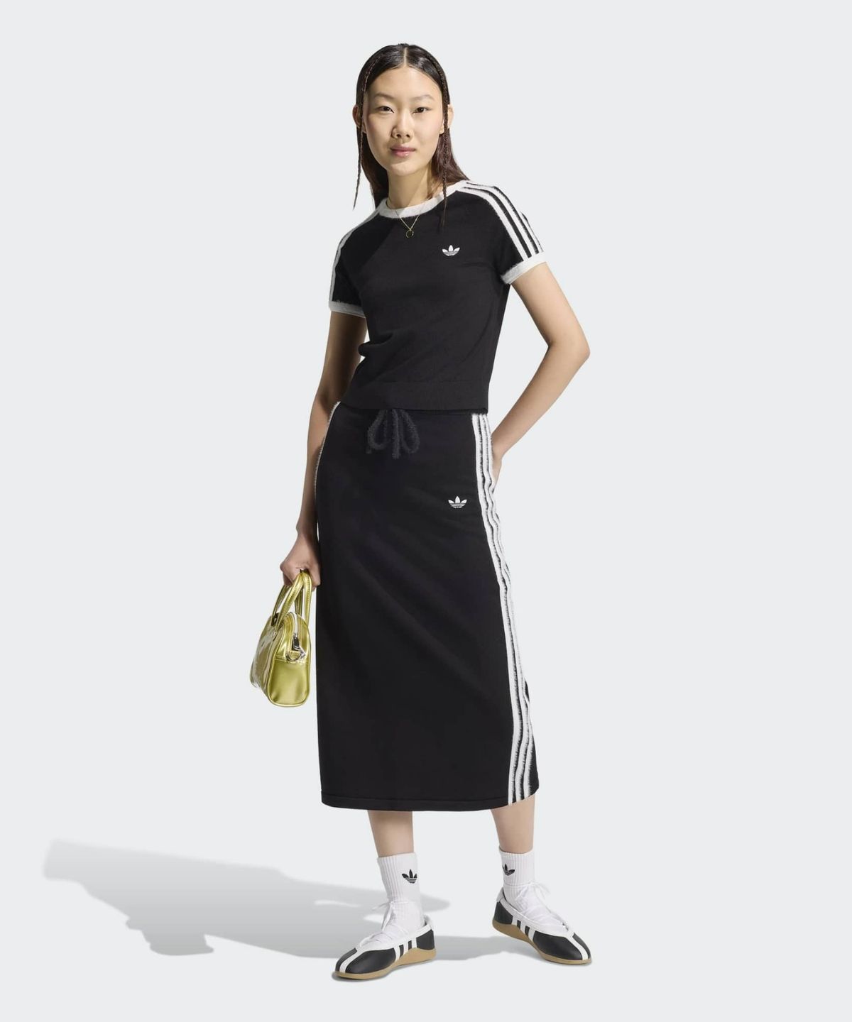 아디다스(ADIDAS) 니트 스커트 - 블랙:화이트 / KS9373