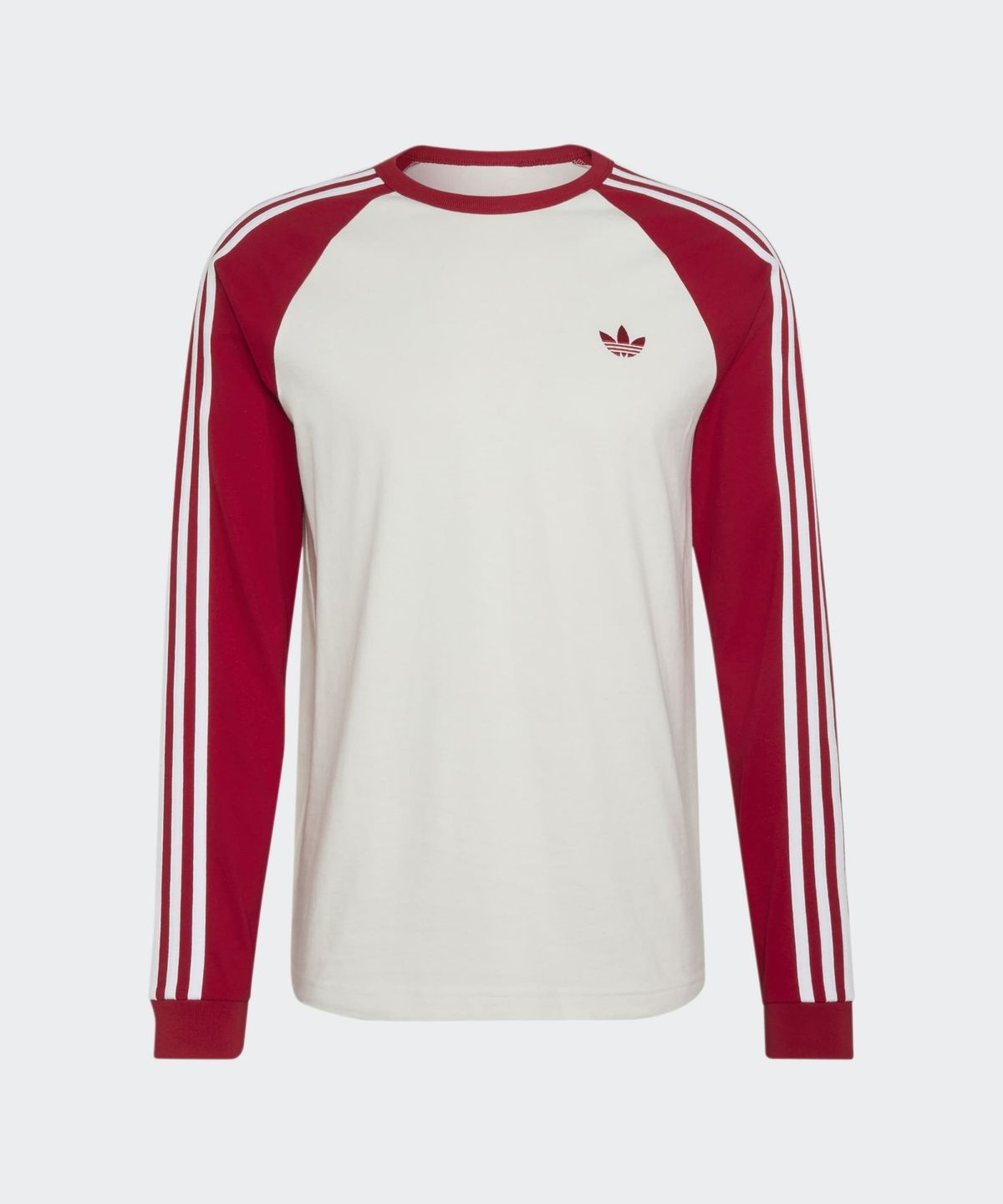 아디다스(ADIDAS) 3-스트라이프 롱 슬리브 티셔츠 - 화이트:레드 / KT5065