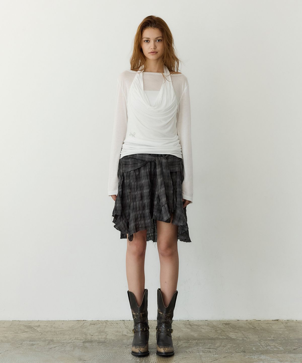 페이네틱(PAINETIC) Shirt Layer Flare Skirt (GREY)