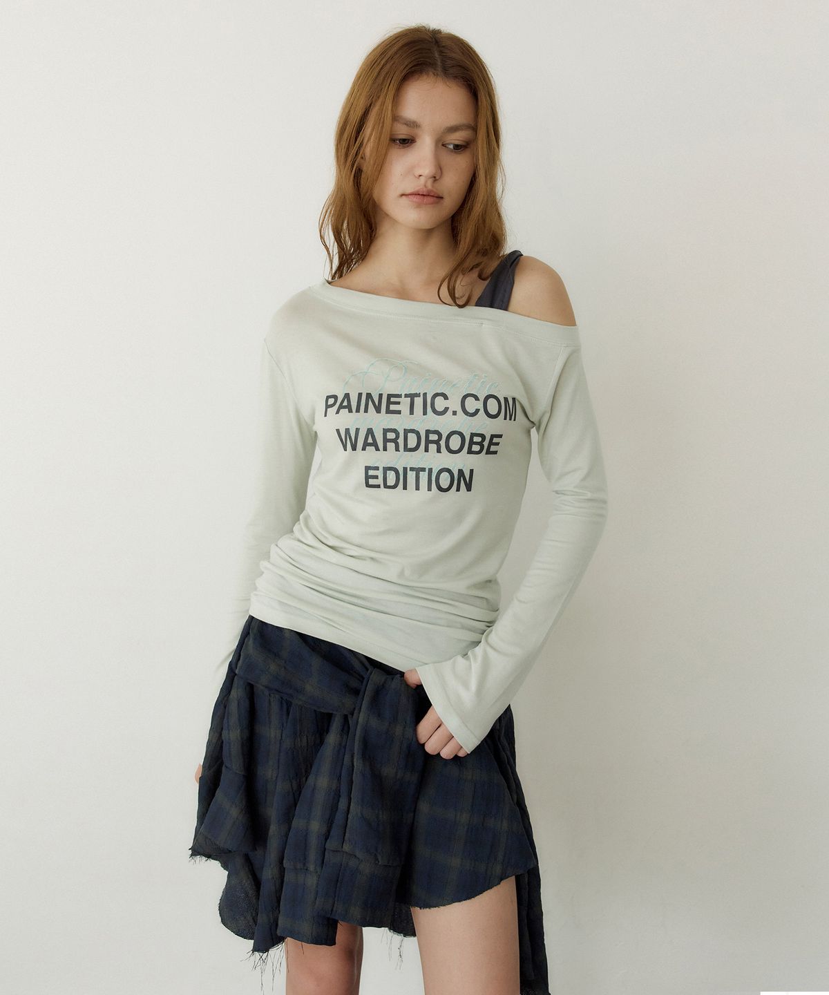 페이네틱(PAINETIC) Shirt Layer Flare Skirt (NAVY)
