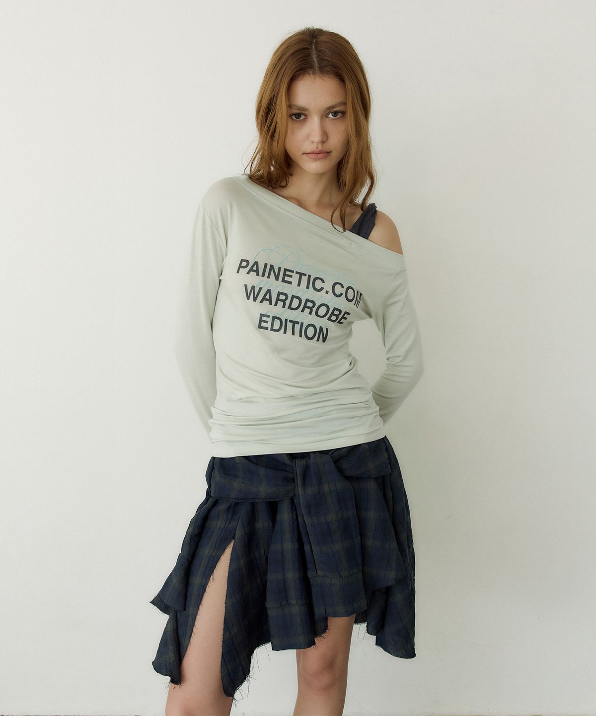 페이네틱(PAINETIC) Shirt Layer Flare Skirt (NAVY)
